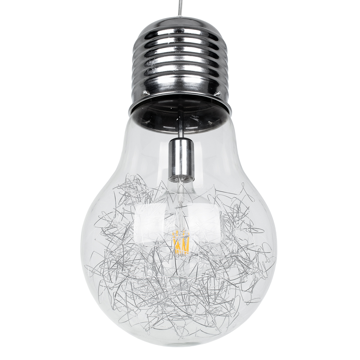 LEDTM® LAMP 01677 Μοντέρνο Κρεμαστό Φωτιστικό Οροφής με Ντουί 1 x E27 AC 220-240V IP20 - Ασημί & Διάφανο - Μ30 x Π30 x Υ52cm - Image 5