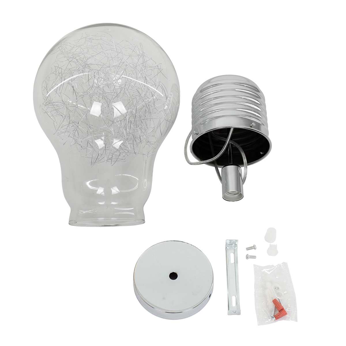LEDTM® LAMP 01677 Μοντέρνο Κρεμαστό Φωτιστικό Οροφής με Ντουί 1 x E27 AC 220-240V IP20 - Ασημί & Διάφανο - Μ30 x Π30 x Υ52cm - Image 8