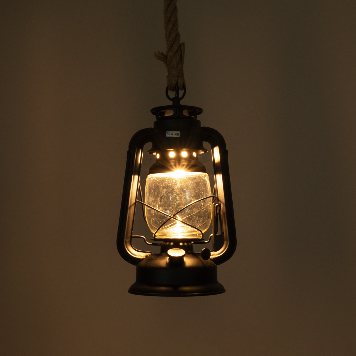 LEDTM® BARBAROSSA 01704 Vintage Κρεμαστό Φωτιστικό Οροφής με Ντουί 1 x E27 AC 220-240V IP20 - Μαύρο - Μ18 x Π18 x Υ28cm - Image 3
