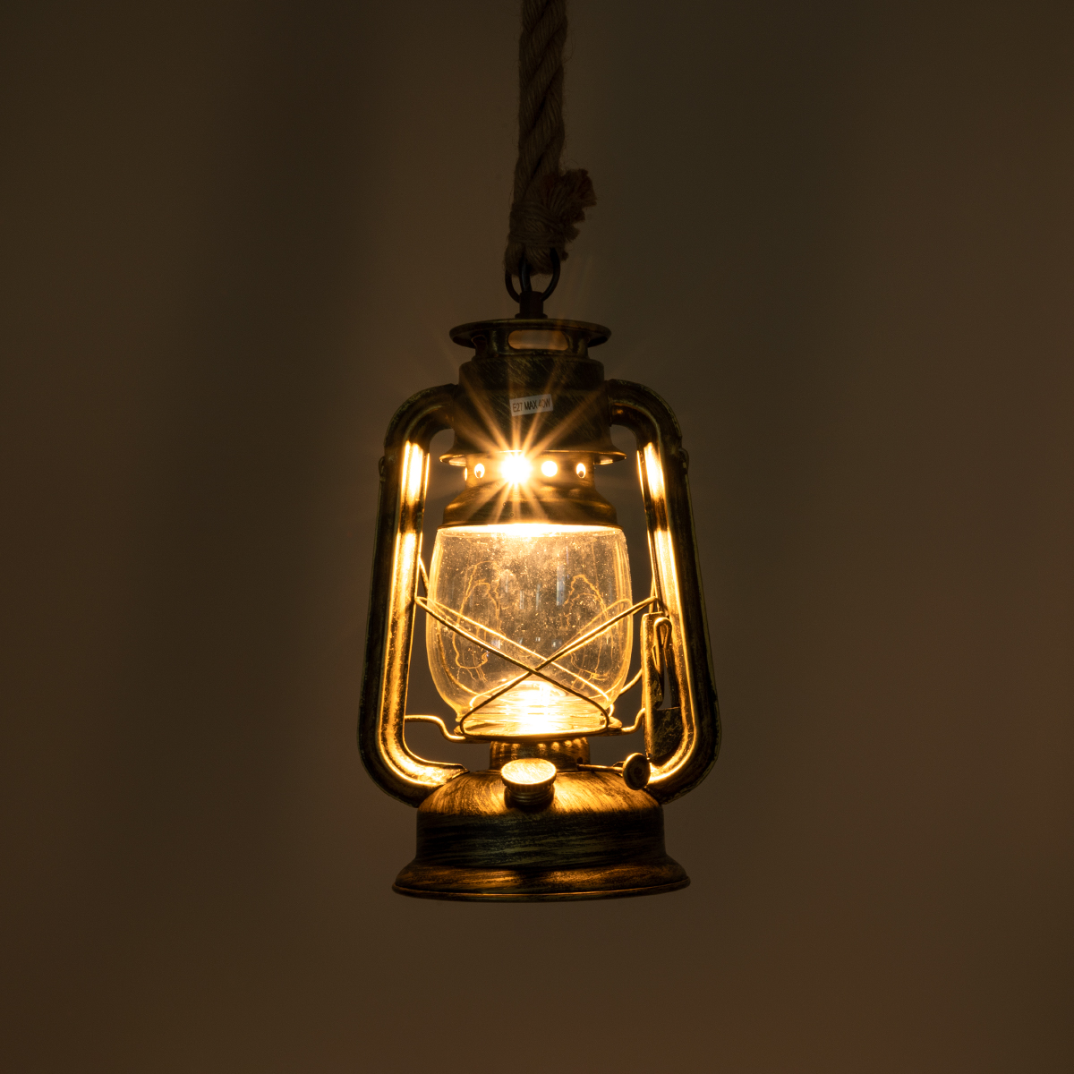 LEDTM® BARBAROSSA 01705 Vintage Κρεμαστό Φωτιστικό Οροφής με Ντουί 1 x E27 AC 220-240V IP20 - Μπρούτζινο - Μ18 x Π18 x Υ28cm - Image 3