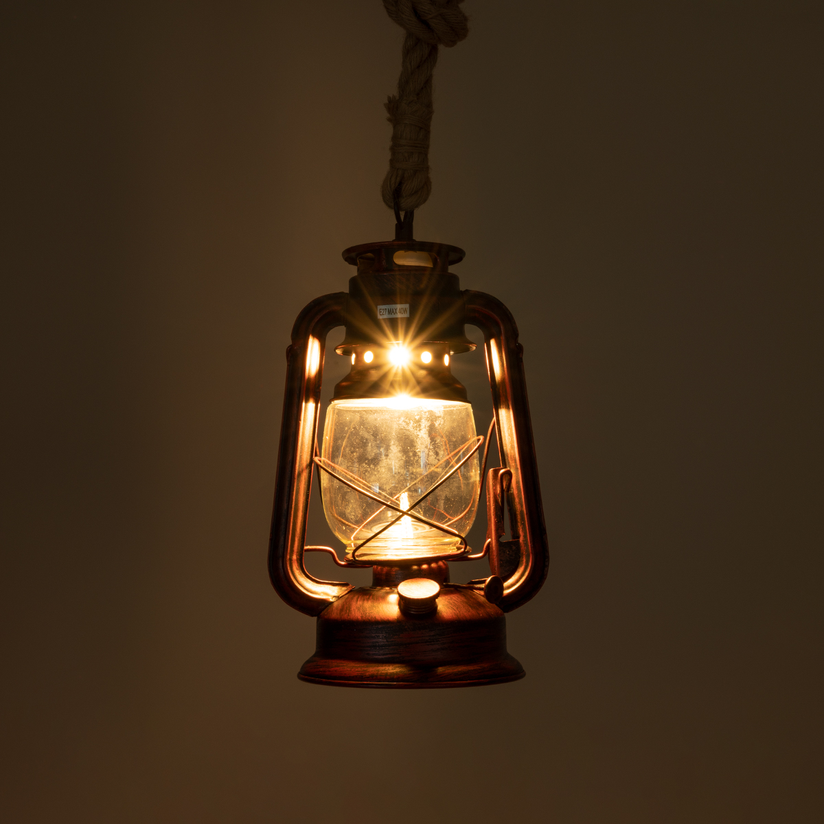LEDTM® BARBAROSSA 01707 Vintage Κρεμαστό Φωτιστικό Οροφής με Ντουί 1 x E27 AC 220-240V IP20 - Χάλκινο - Μ18 x Π18 x Υ28cm - Image 3