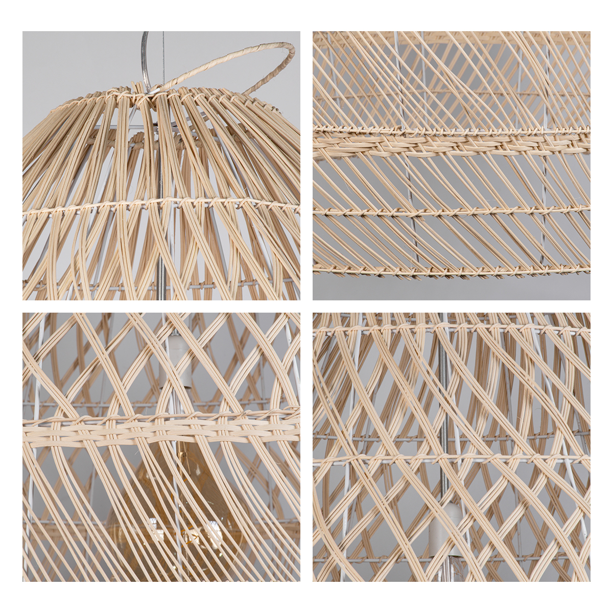 LEDTM® MALIBU 01813 Boho Κρεμαστό Φωτιστικό Οροφής με Ντουί 1 x E27 AC 220-240V IP20 - Μπεζ - Μ120 x Π120 x Υ156cm - Image 8