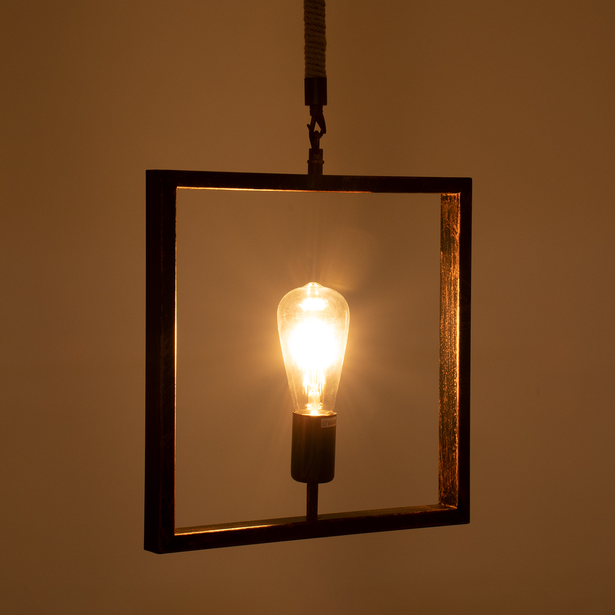 LEDTM® FRAISE 01814 Vintage Κρεμαστό Φωτιστικό Οροφής με Ντουί 1 x E27 AC 220-240V IP20 - Χάλκινο & Μπεζ - Μ32 x Π4 x Υ32cm - Image 3