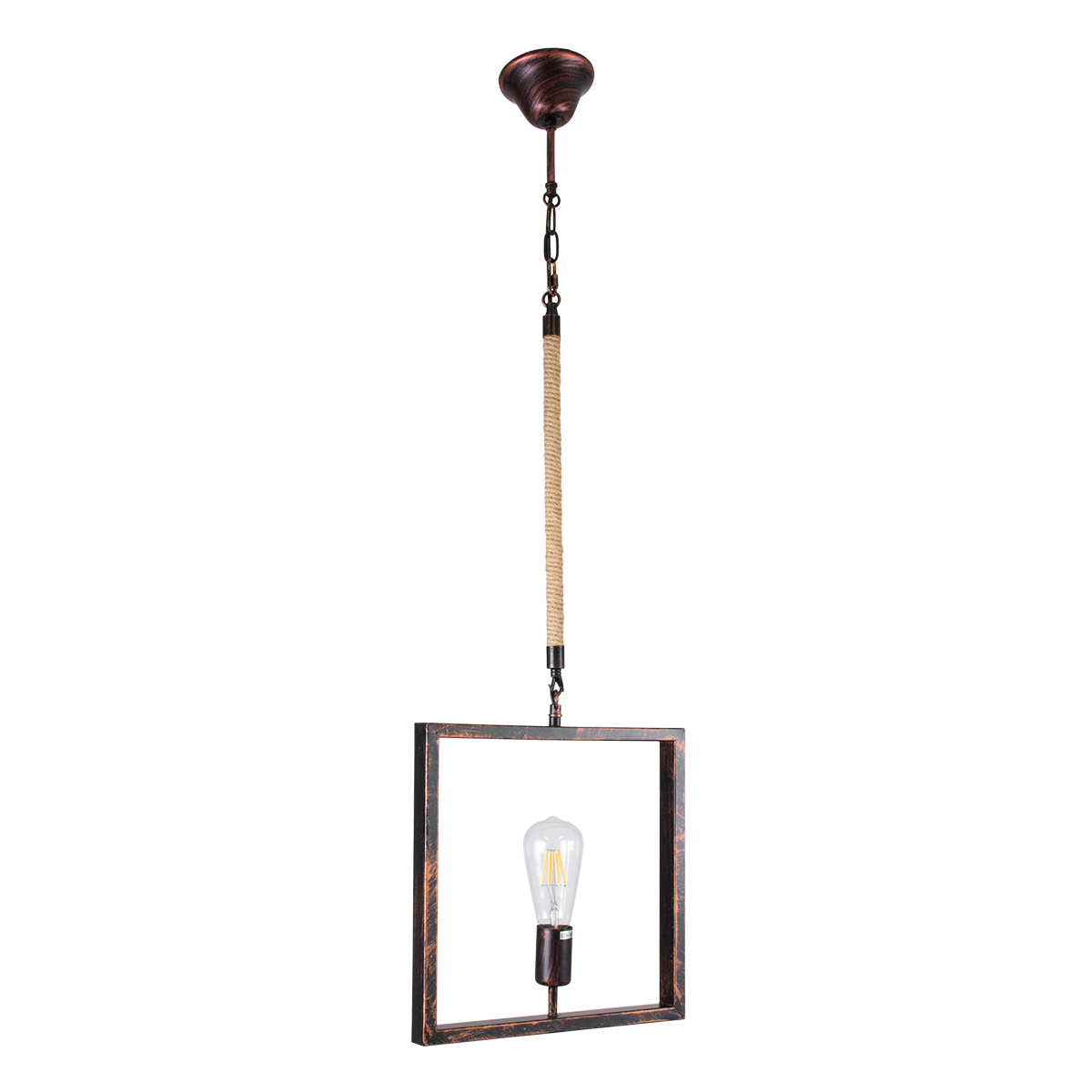 LEDTM® FRAISE 01814 Vintage Κρεμαστό Φωτιστικό Οροφής με Ντουί 1 x E27 AC 220-240V IP20 - Χάλκινο & Μπεζ - Μ32 x Π4 x Υ32cm - Image 4