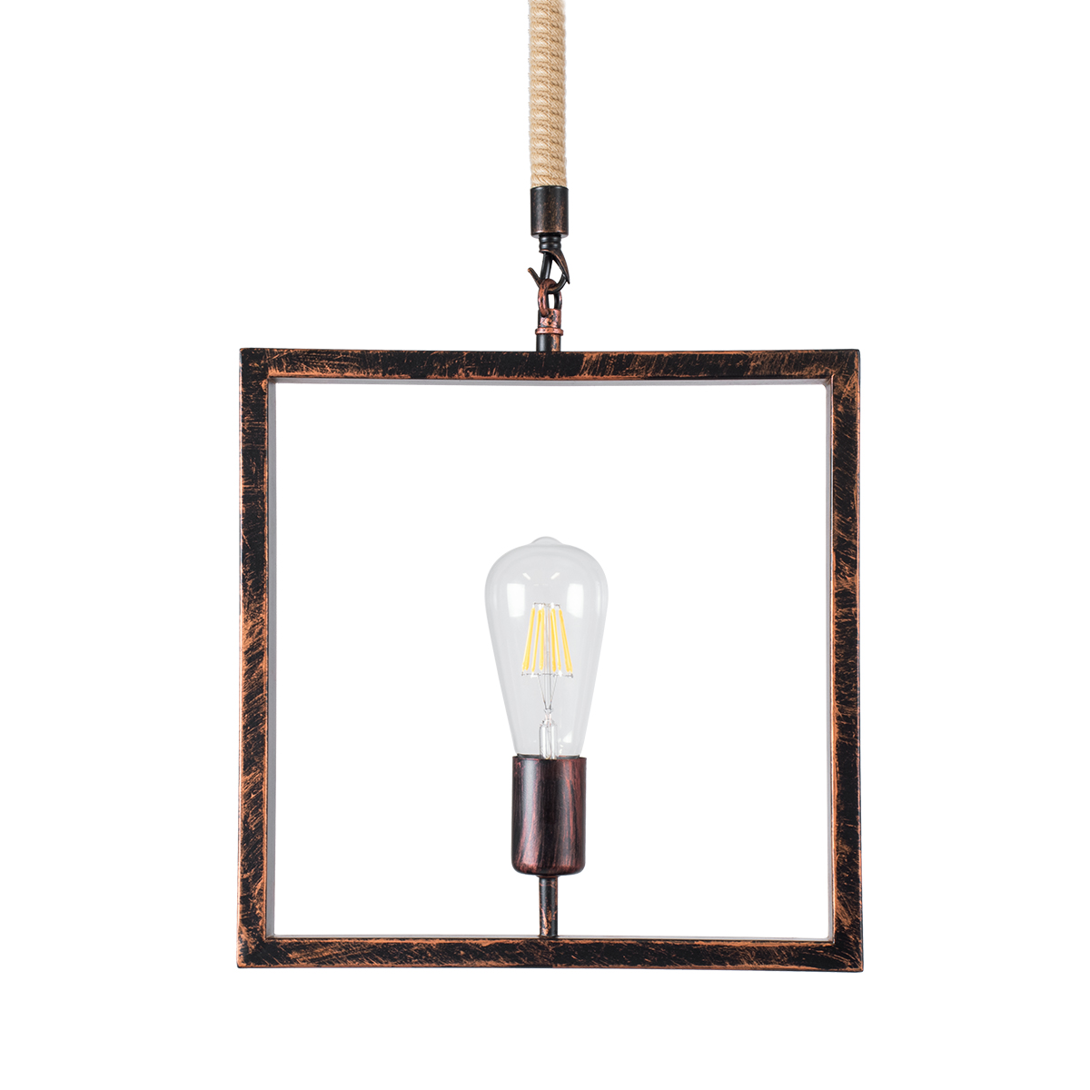 LEDTM® FRAISE 01814 Vintage Κρεμαστό Φωτιστικό Οροφής με Ντουί 1 x E27 AC 220-240V IP20 - Χάλκινο & Μπεζ - Μ32 x Π4 x Υ32cm - Image 5