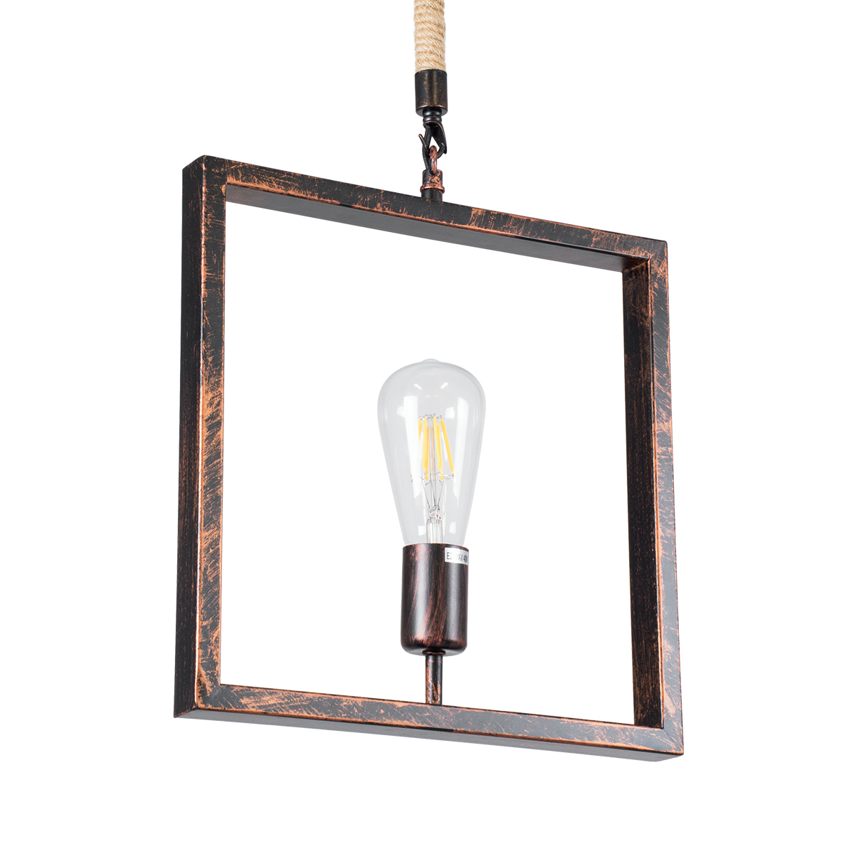 LEDTM® FRAISE 01814 Vintage Κρεμαστό Φωτιστικό Οροφής με Ντουί 1 x E27 AC 220-240V IP20 - Χάλκινο & Μπεζ - Μ32 x Π4 x Υ32cm - Image 6