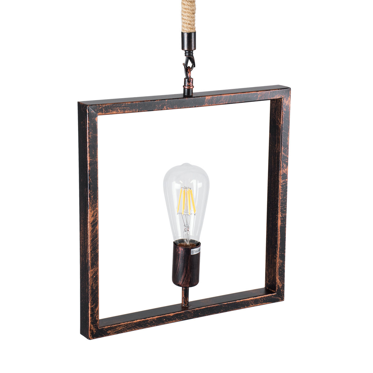 LEDTM® FRAISE 01814 Vintage Κρεμαστό Φωτιστικό Οροφής με Ντουί 1 x E27 AC 220-240V IP20 - Χάλκινο & Μπεζ - Μ32 x Π4 x Υ32cm - Image 7