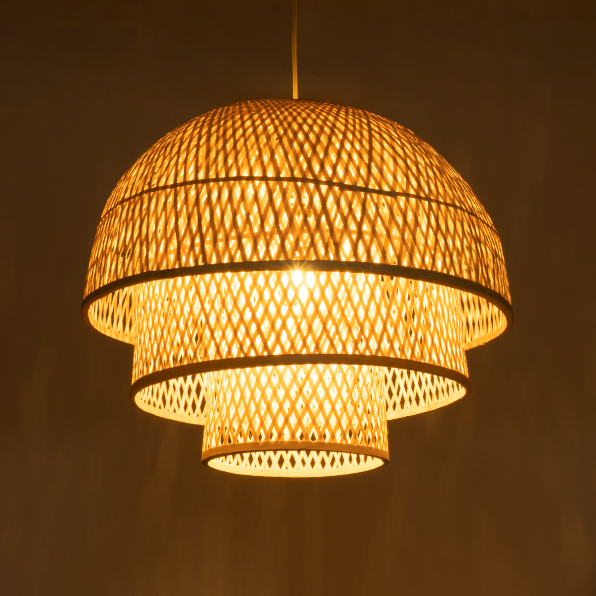 LEDTM® HIROKA 01836 Boho Κρεμαστό Φωτιστικό Οροφής με Ντουί 1 x E27 AC 220-240V IP20 - Μπεζ - Μ60 x Π60 x Υ50cm - Image 3