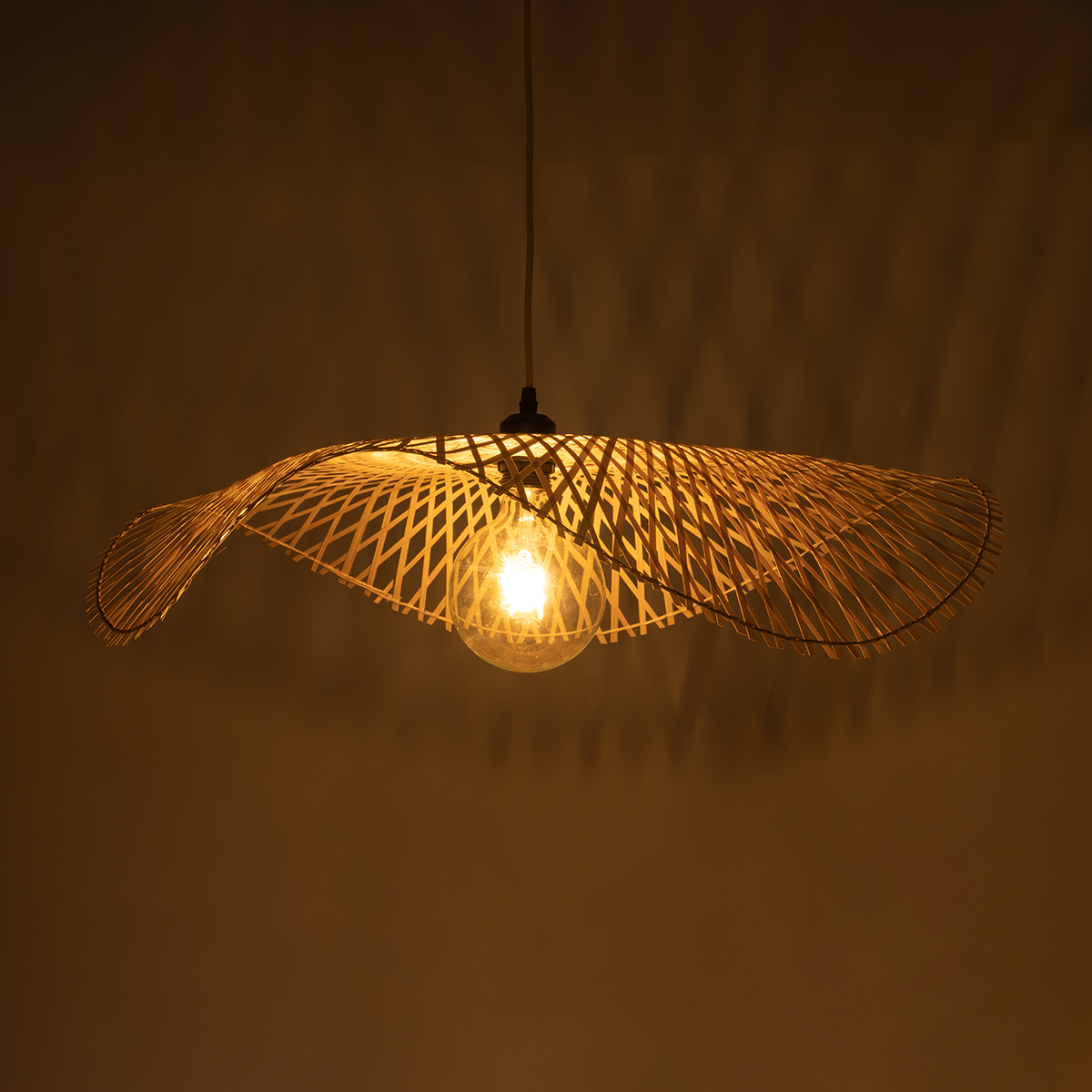 LEDTM® MELEMELE 01841 Boho Κρεμαστό Φωτιστικό Οροφής με Ντουί 1 x E27 AC 220-240V IP20 - Μπεζ - Μ75 x Π75 x Υ10cm - Image 3