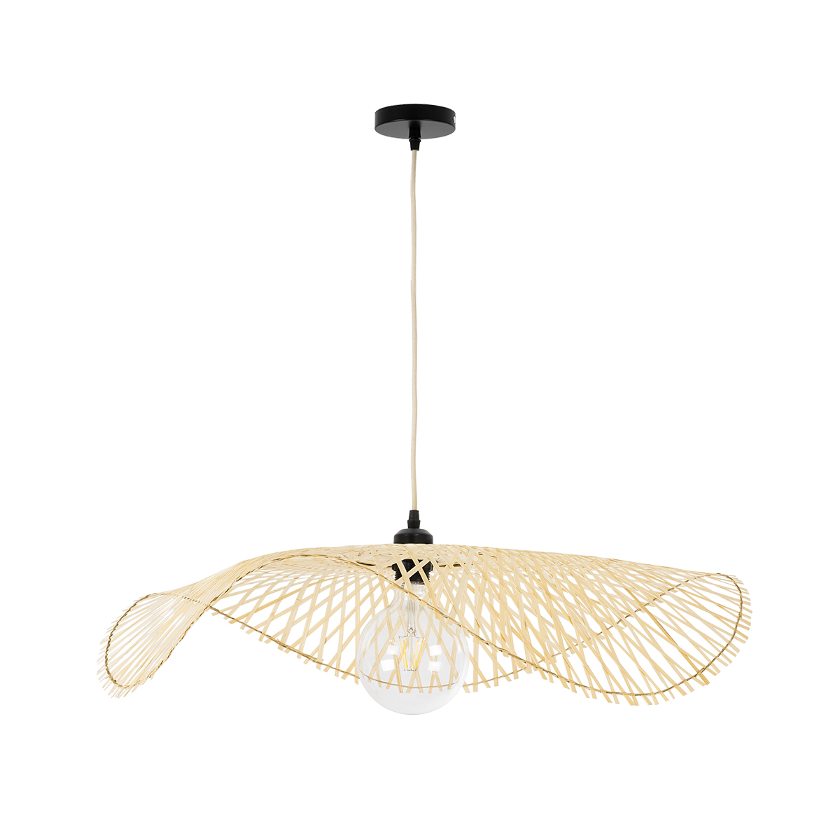LEDTM® MELEMELE 01841 Boho Κρεμαστό Φωτιστικό Οροφής με Ντουί 1 x E27 AC 220-240V IP20 - Μπεζ - Μ75 x Π75 x Υ10cm - Image 4