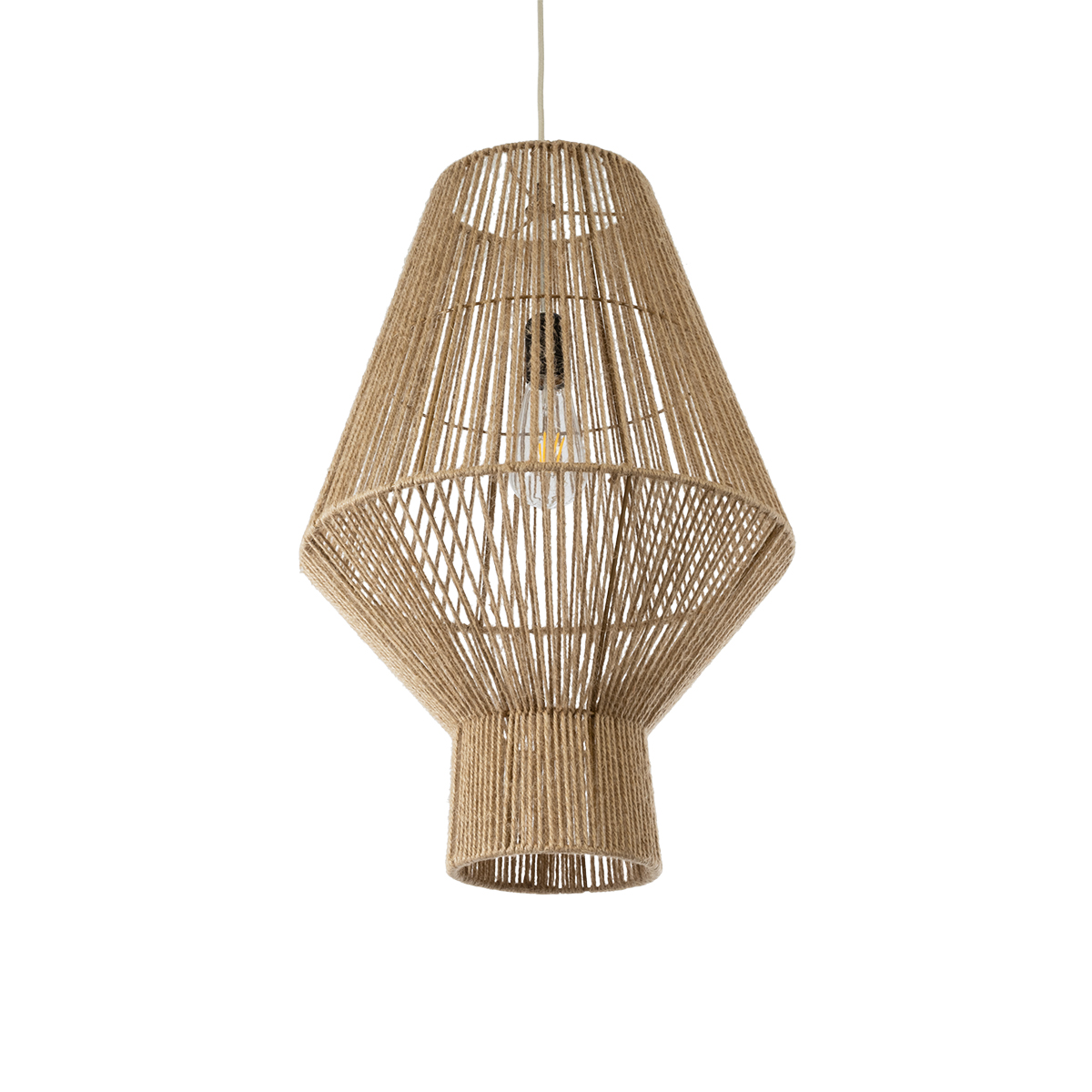 LEDTM® CAYMAN 01853 Boho Κρεμαστό Φωτιστικό Οροφής με Ντουί 1 x E27 AC 220-240V IP20 - Μπεζ - Μ40 x Π40 x Υ60cm - Image 2