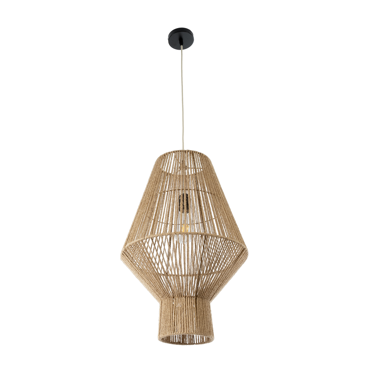 LEDTM® CAYMAN 01853 Boho Κρεμαστό Φωτιστικό Οροφής με Ντουί 1 x E27 AC 220-240V IP20 - Μπεζ - Μ40 x Π40 x Υ60cm - Image 4