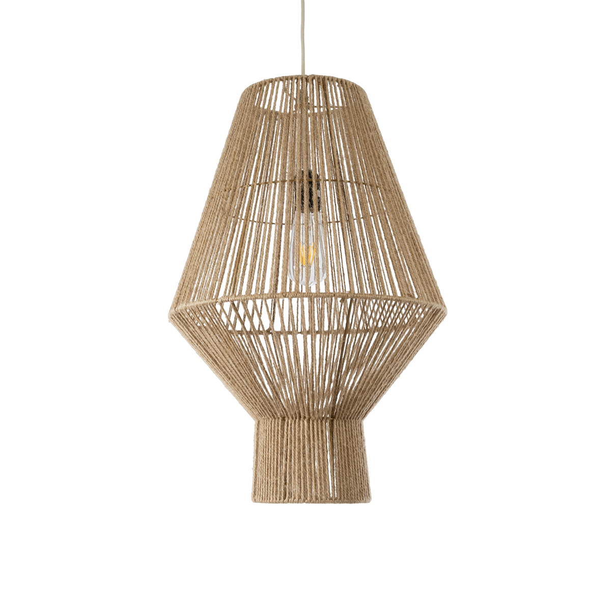 LEDTM® CAYMAN 01853 Boho Κρεμαστό Φωτιστικό Οροφής με Ντουί 1 x E27 AC 220-240V IP20 - Μπεζ - Μ40 x Π40 x Υ60cm - Image 5