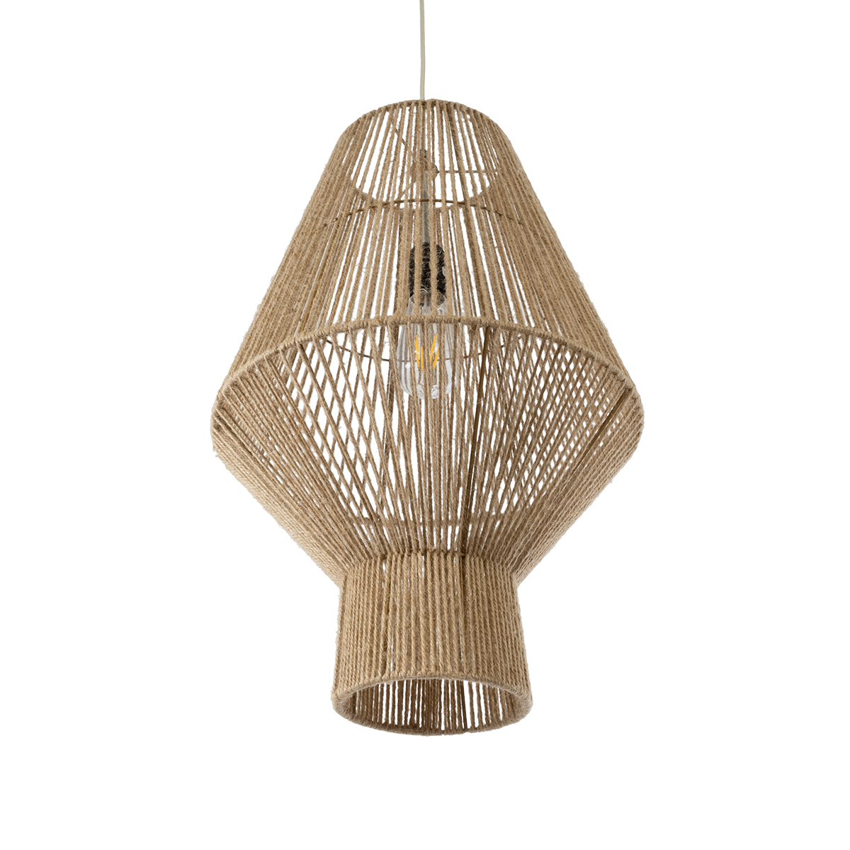 LEDTM® CAYMAN 01853 Boho Κρεμαστό Φωτιστικό Οροφής με Ντουί 1 x E27 AC 220-240V IP20 - Μπεζ - Μ40 x Π40 x Υ60cm - Image 6