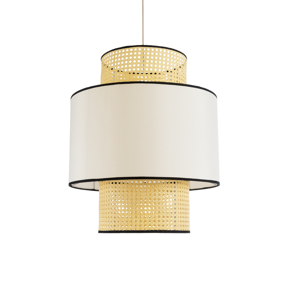 LEDTM® SAIGE 01917 Boho Κρεμαστό Φωτιστικό Οροφής με Ντουί 1 x E27 AC 220-240V IP20 - Μπεζ & Μαύρο - Μ50 x Π50 x Υ60cm - Image 2
