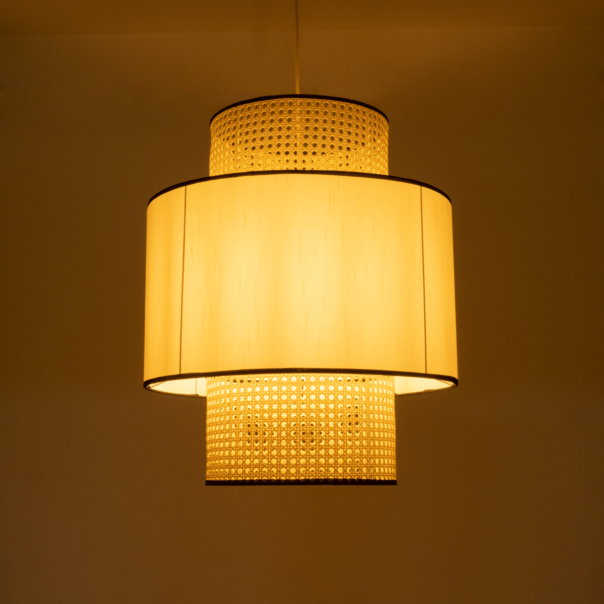 LEDTM® SAIGE 01917 Boho Κρεμαστό Φωτιστικό Οροφής με Ντουί 1 x E27 AC 220-240V IP20 - Μπεζ & Μαύρο - Μ50 x Π50 x Υ60cm - Image 3