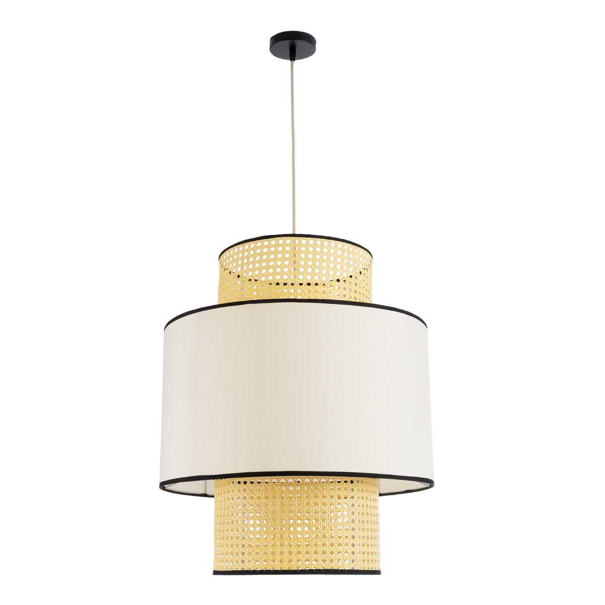 LEDTM® SAIGE 01917 Boho Κρεμαστό Φωτιστικό Οροφής με Ντουί 1 x E27 AC 220-240V IP20 - Μπεζ & Μαύρο - Μ50 x Π50 x Υ60cm - Image 4