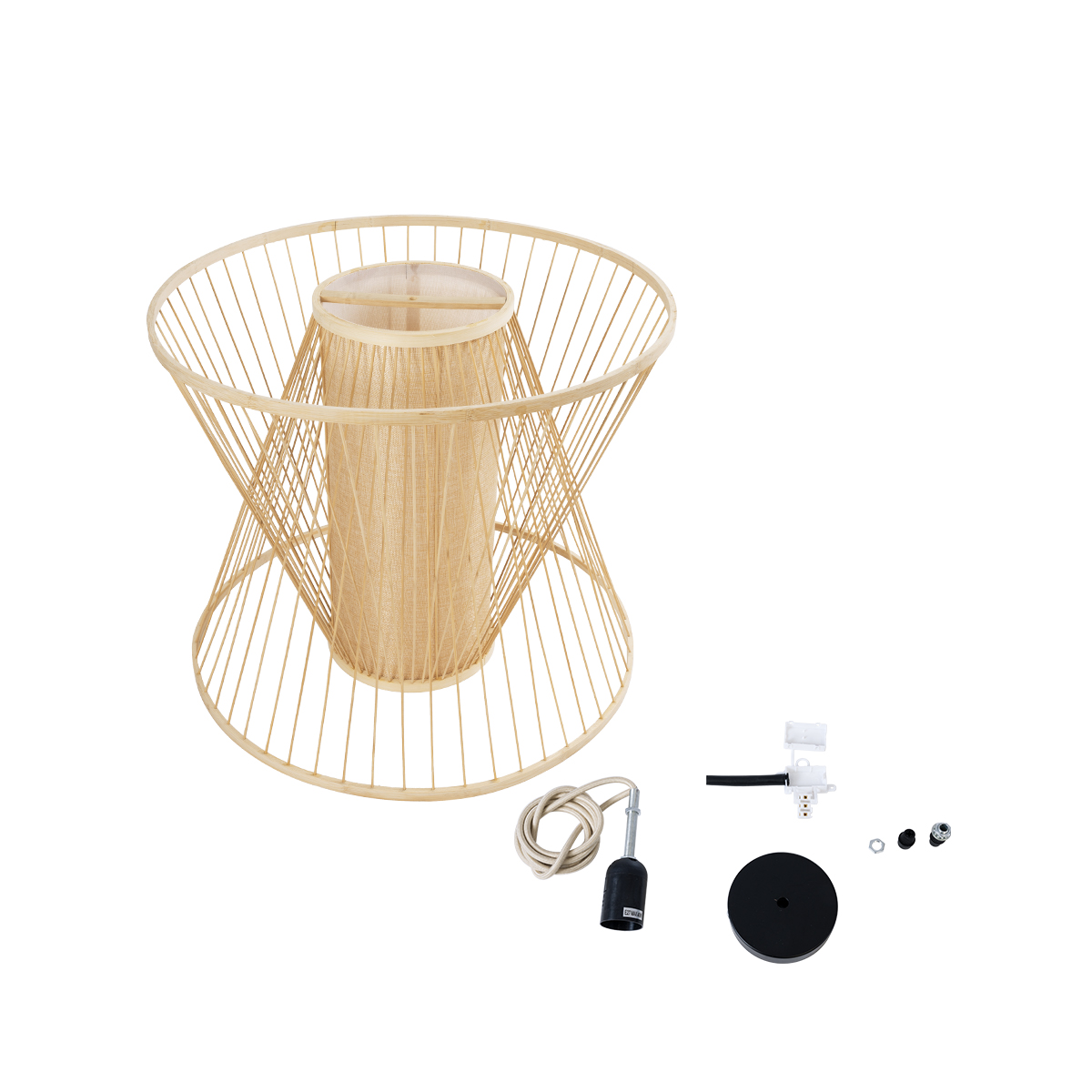 LEDTM® HIBISCUS 01925 Boho Κρεμαστό Φωτιστικό Οροφής με Ντουί 1 x E27 AC 220-240V IP20 - Μπεζ - Μ60 x Π60 x Υ50cm - Image 11