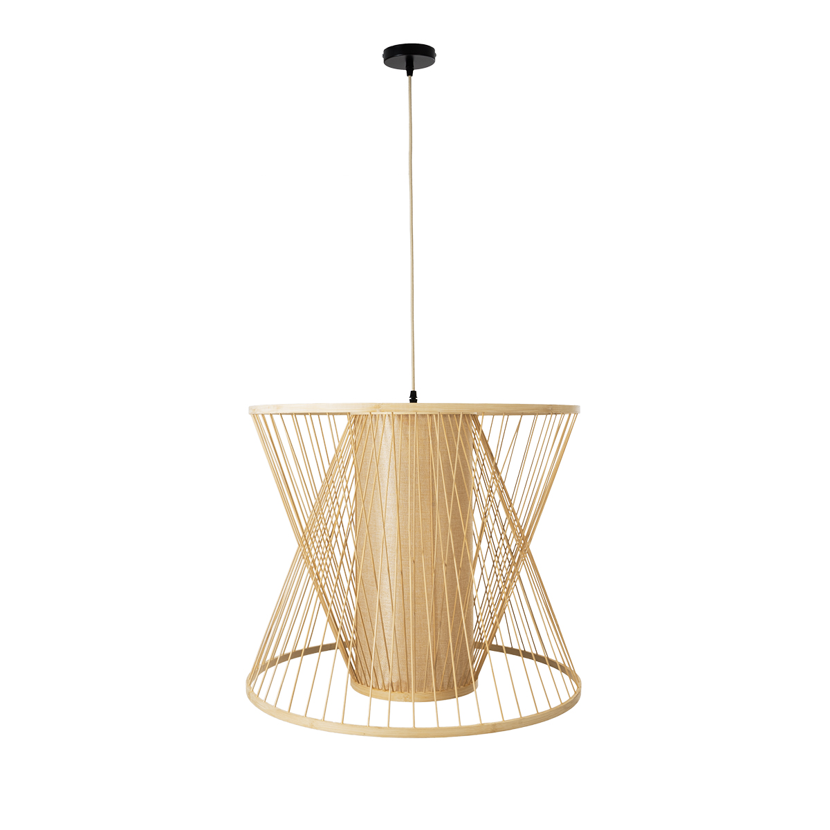 LEDTM® HIBISCUS 01925 Boho Κρεμαστό Φωτιστικό Οροφής με Ντουί 1 x E27 AC 220-240V IP20 - Μπεζ - Μ60 x Π60 x Υ50cm - Image 4