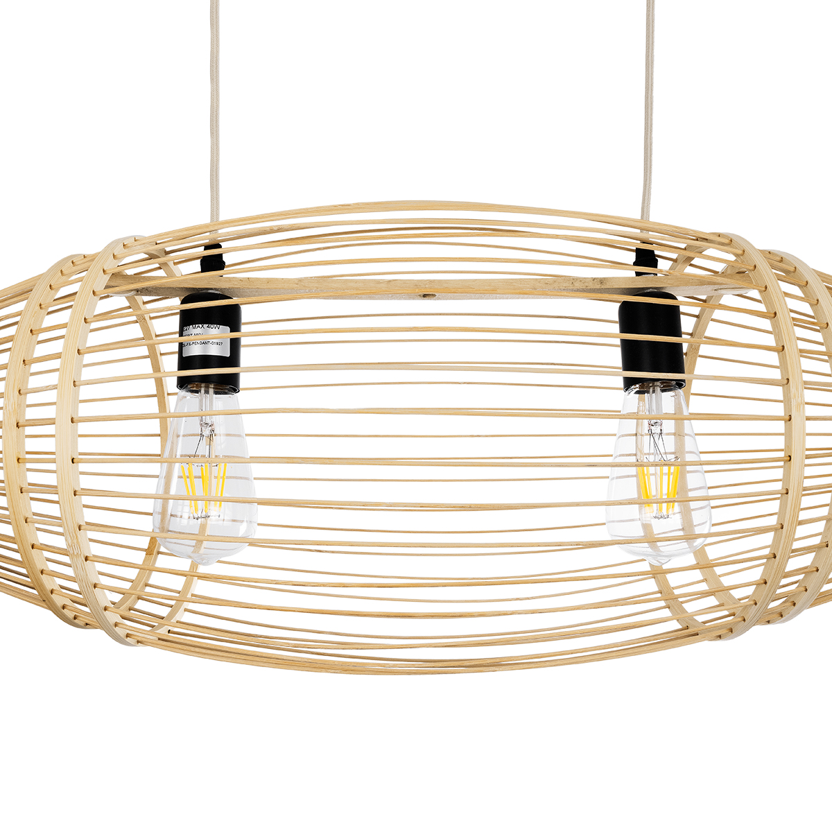 LEDTM® FISH 01927 Boho Κρεμαστό Φωτιστικό Οροφής με Ντουί 2 x E27 AC 220-240V IP20 - Μπεζ - Μ130 x Π42 x Υ42cm - Image 7