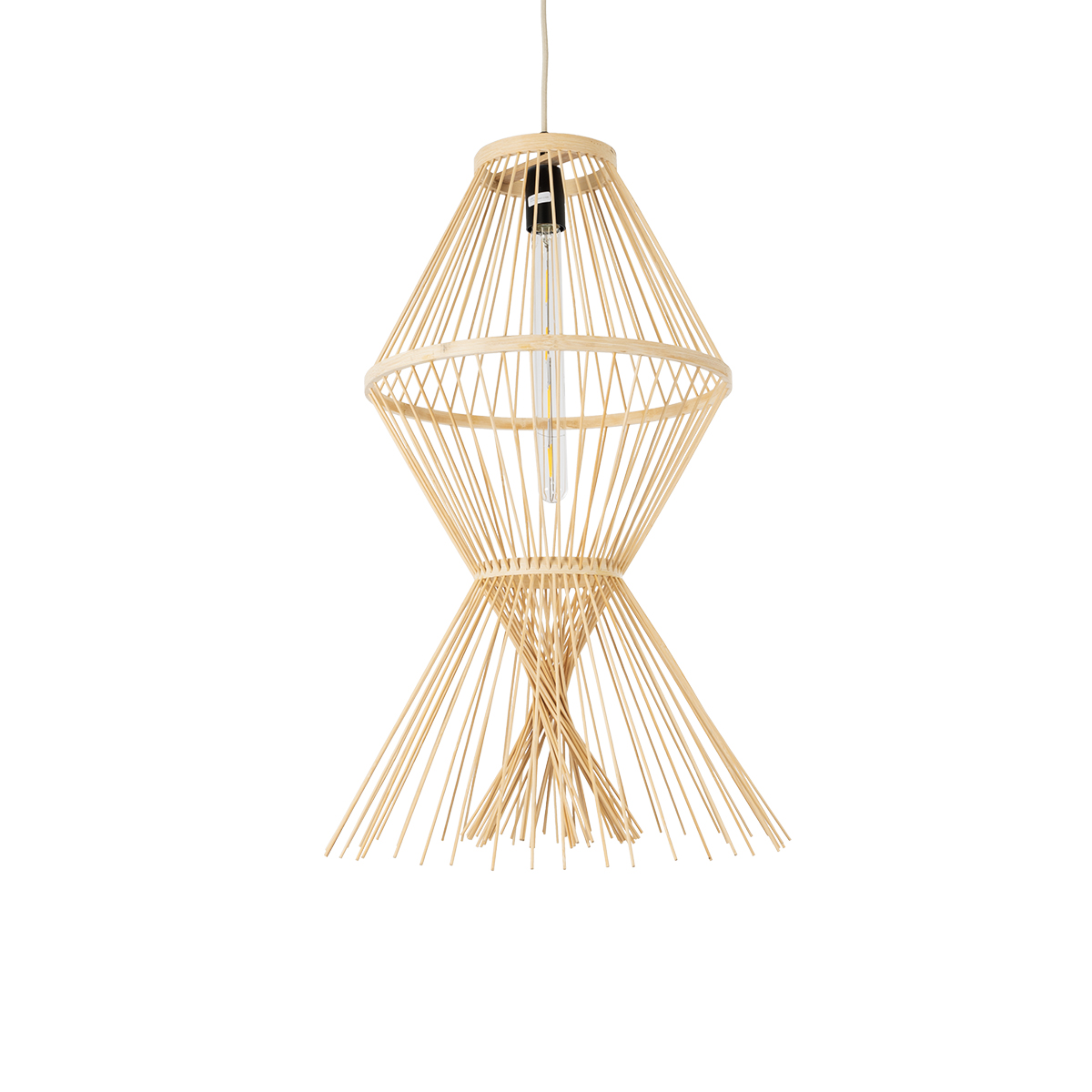 LEDTM® YOSHI 01928 Boho Κρεμαστό Φωτιστικό Οροφής με Ντουί 1 x E27 AC 220-240V IP20 - Μπεζ - Μ35 x Π35 x Υ60cm - Image 2