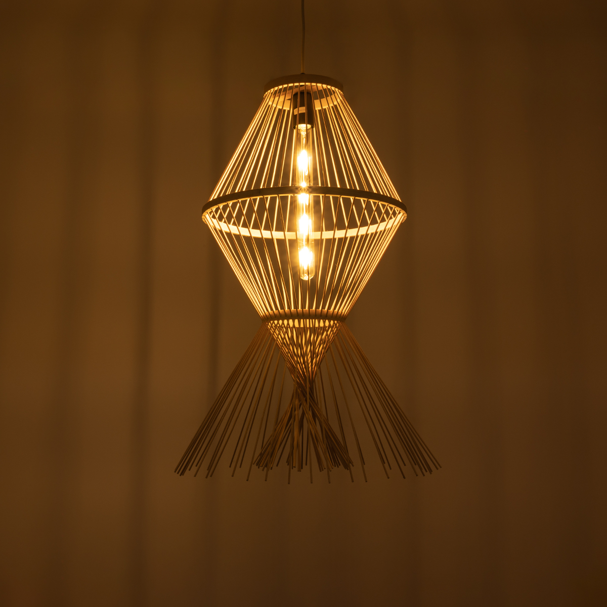 LEDTM® YOSHI 01928 Boho Κρεμαστό Φωτιστικό Οροφής με Ντουί 1 x E27 AC 220-240V IP20 - Μπεζ - Μ35 x Π35 x Υ60cm - Image 3