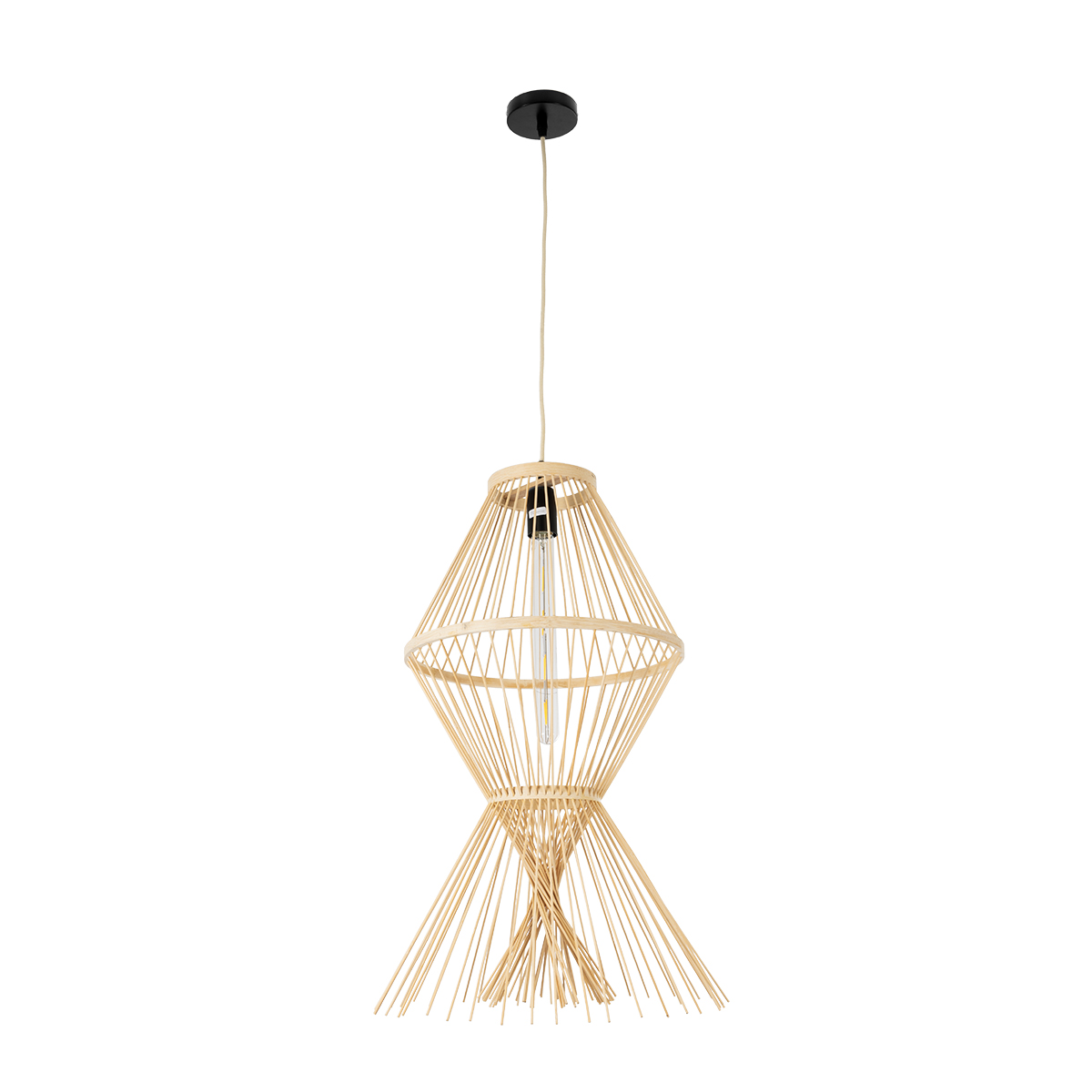 LEDTM® YOSHI 01928 Boho Κρεμαστό Φωτιστικό Οροφής με Ντουί 1 x E27 AC 220-240V IP20 - Μπεζ - Μ35 x Π35 x Υ60cm - Image 4