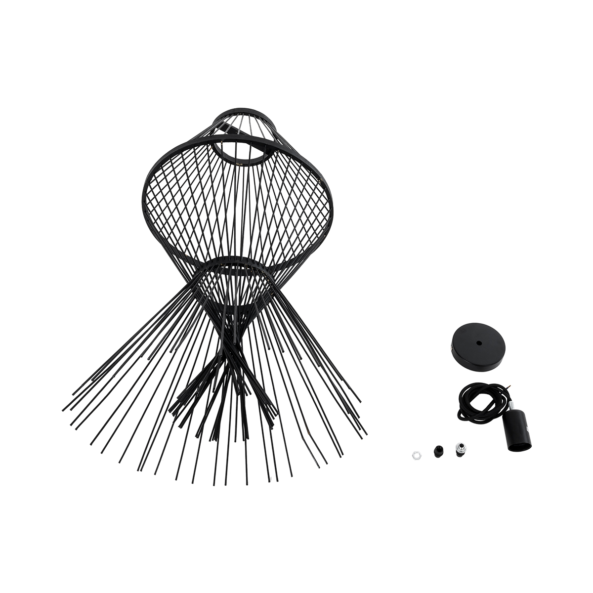 LEDTM® YOSHI 01929 Boho Κρεμαστό Φωτιστικό Οροφής με Ντουί 1 x E27 AC 220-240V IP20 - Μαύρο - Μ35 x Π35 x Υ60cm - Image 11