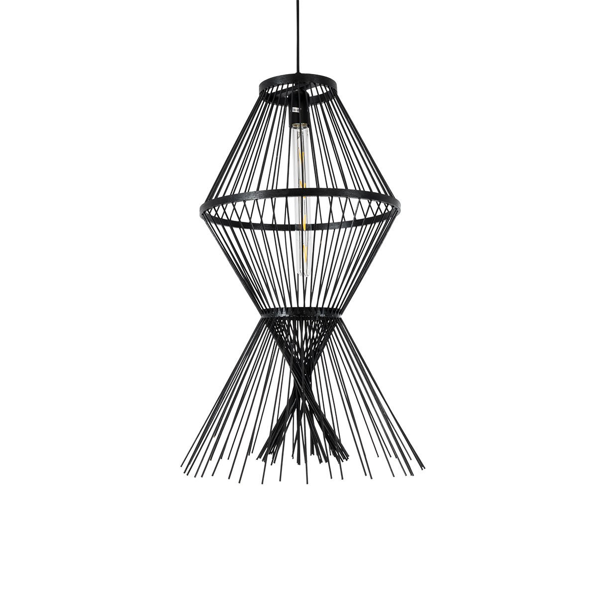 LEDTM® YOSHI 01929 Boho Κρεμαστό Φωτιστικό Οροφής με Ντουί 1 x E27 AC 220-240V IP20 - Μαύρο - Μ35 x Π35 x Υ60cm - Image 2