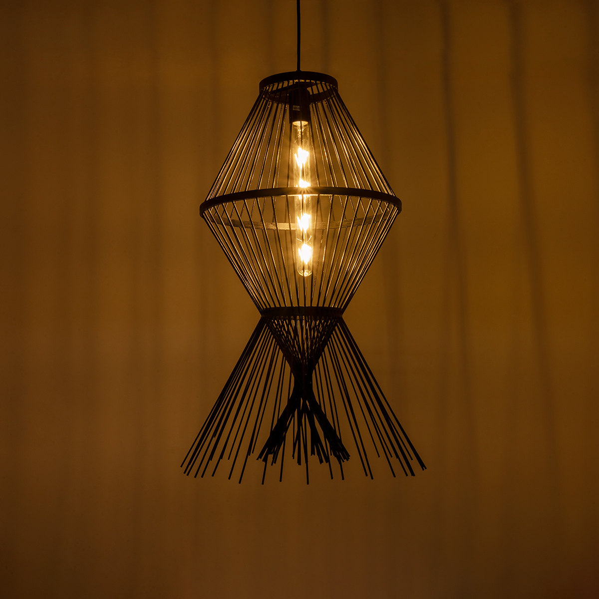 LEDTM® YOSHI 01929 Boho Κρεμαστό Φωτιστικό Οροφής με Ντουί 1 x E27 AC 220-240V IP20 - Μαύρο - Μ35 x Π35 x Υ60cm - Image 3