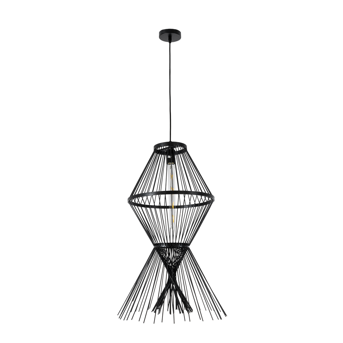LEDTM® YOSHI 01929 Boho Κρεμαστό Φωτιστικό Οροφής με Ντουί 1 x E27 AC 220-240V IP20 - Μαύρο - Μ35 x Π35 x Υ60cm - Image 4