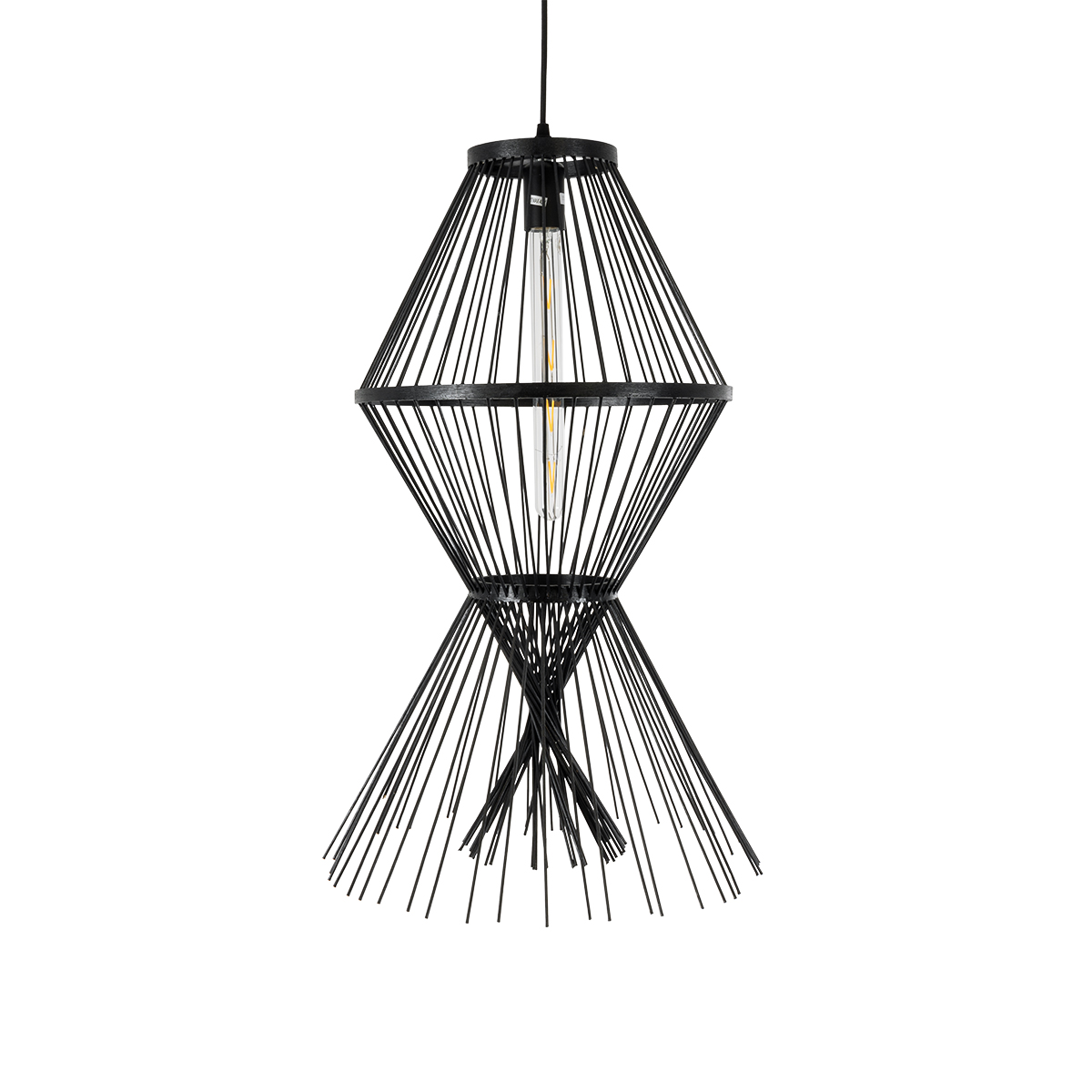 LEDTM® YOSHI 01929 Boho Κρεμαστό Φωτιστικό Οροφής με Ντουί 1 x E27 AC 220-240V IP20 - Μαύρο - Μ35 x Π35 x Υ60cm - Image 5