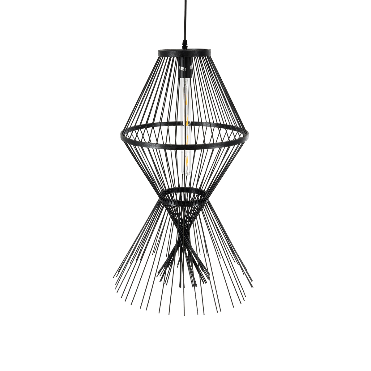 LEDTM® YOSHI 01929 Boho Κρεμαστό Φωτιστικό Οροφής με Ντουί 1 x E27 AC 220-240V IP20 - Μαύρο - Μ35 x Π35 x Υ60cm - Image 7
