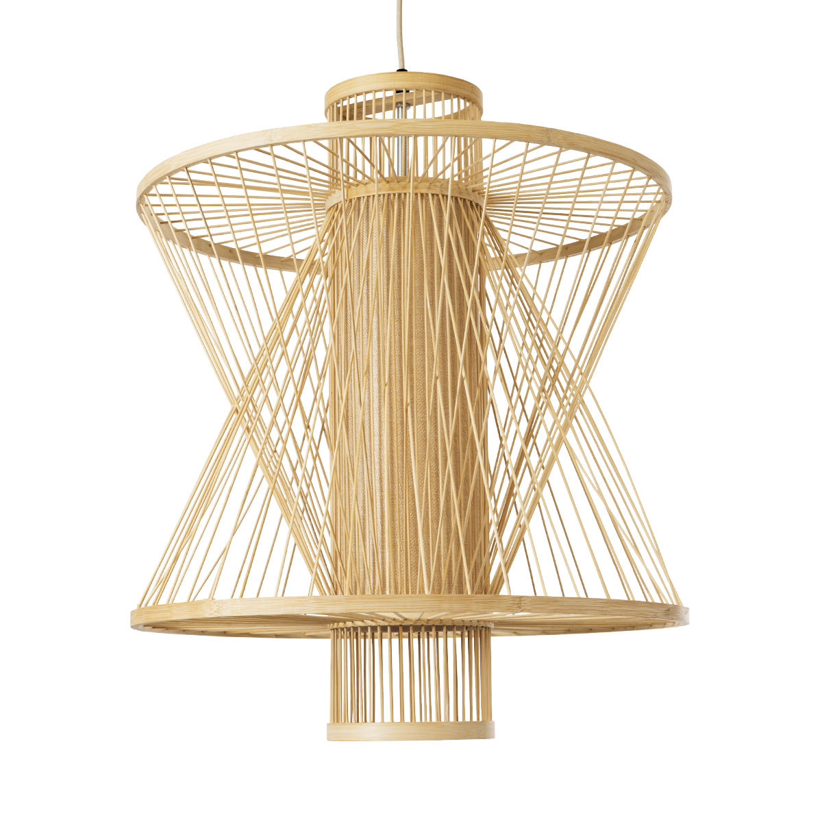 LEDTM® HIBISCUS 01931 Boho Κρεμαστό Φωτιστικό Οροφής με Ντουί 1 x E27 AC 220-240V IP20 - Μπεζ - Μ50 x Π50 x Υ60cm - Image 2