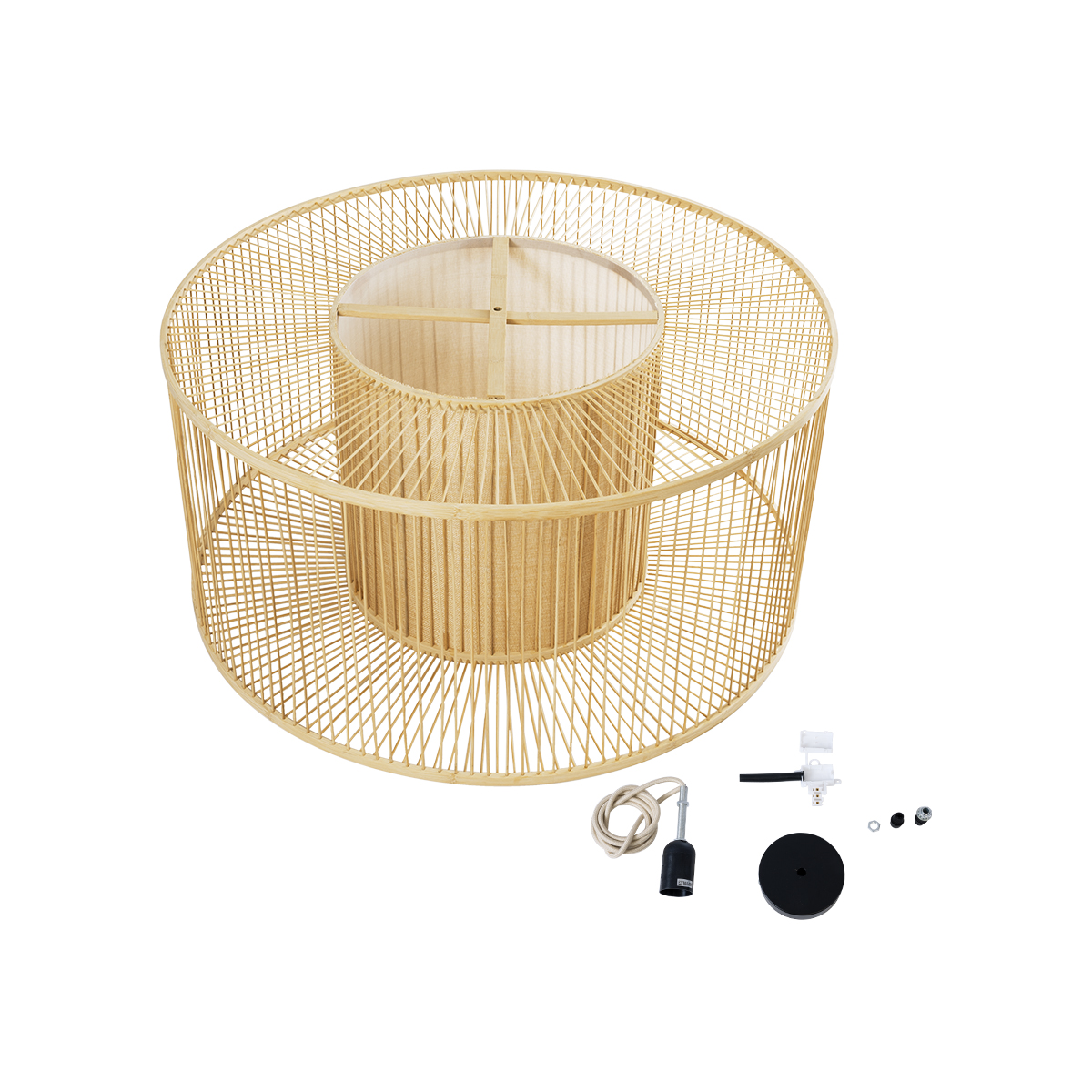 LEDTM® HIBISCUS 01936 Boho Κρεμαστό Φωτιστικό Οροφής με Ντουί 1 x E27 AC 220-240V IP20 - Μπεζ - Μ80 x Π80 x Υ38cm - Image 11