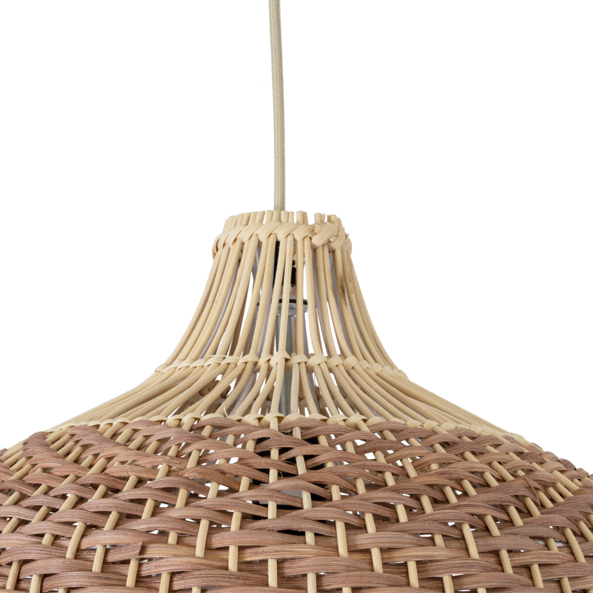 LEDTM® PANAMA 01952 Boho Κρεμαστό Φωτιστικό Οροφής με Ντουί 1 x E27 AC 220-240V IP20 - Μπεζ & Καφέ - Μ40 x Π40 x Υ34cm - Image 8