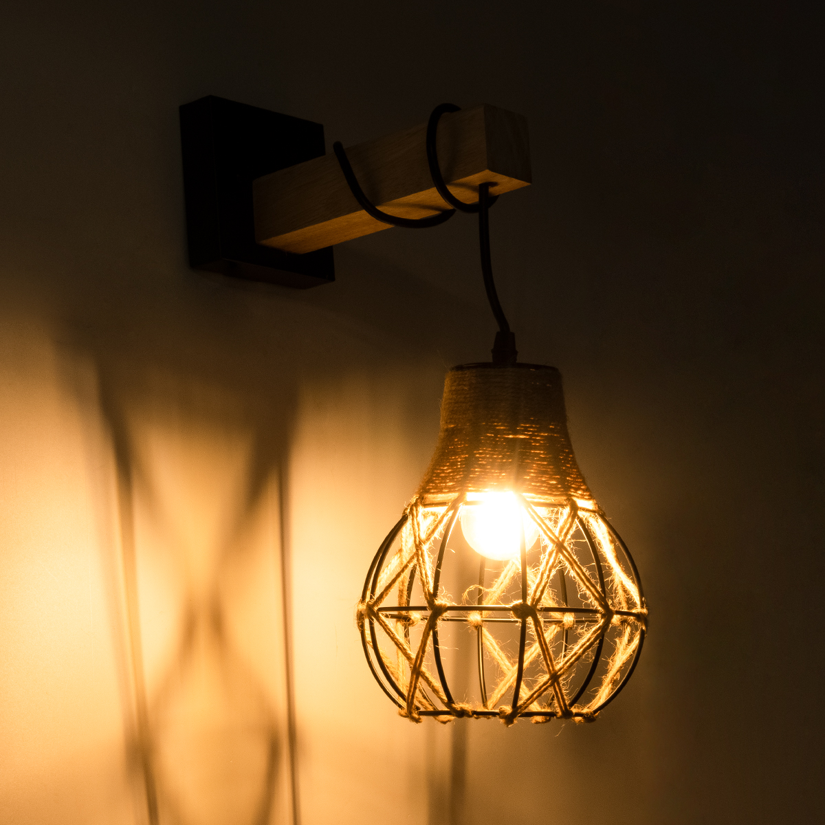 LEDTM® BELLARIVA 01962 Boho Φωτιστικό Τοίχου - Απλίκα με Ντουί 1 x E27 AC 220-240V IP20 - Μπεζ & Μαύρο - Μ10 x Π26 x Υ40cm - Image 3
