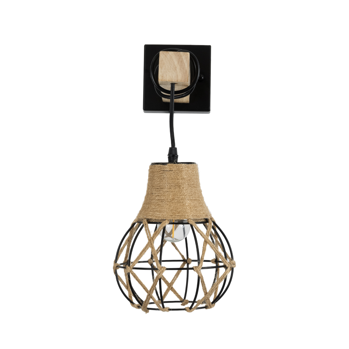 LEDTM® BELLARIVA 01962 Boho Φωτιστικό Τοίχου - Απλίκα με Ντουί 1 x E27 AC 220-240V IP20 - Μπεζ & Μαύρο - Μ10 x Π26 x Υ40cm - Image 4