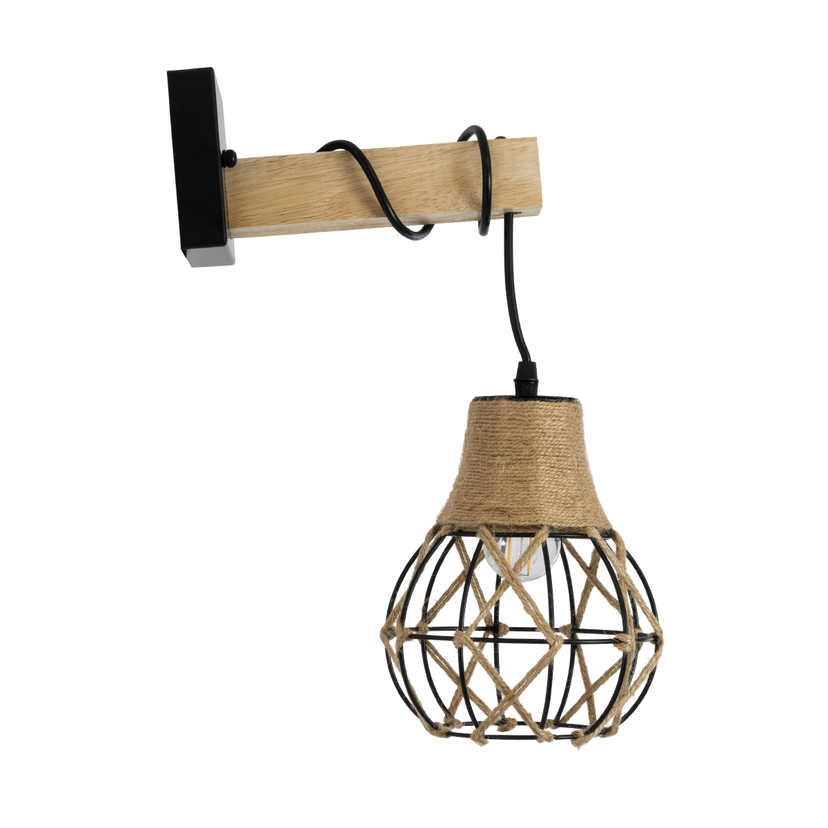 LEDTM® BELLARIVA 01962 Boho Φωτιστικό Τοίχου - Απλίκα με Ντουί 1 x E27 AC 220-240V IP20 - Μπεζ & Μαύρο - Μ10 x Π26 x Υ40cm - Image 5