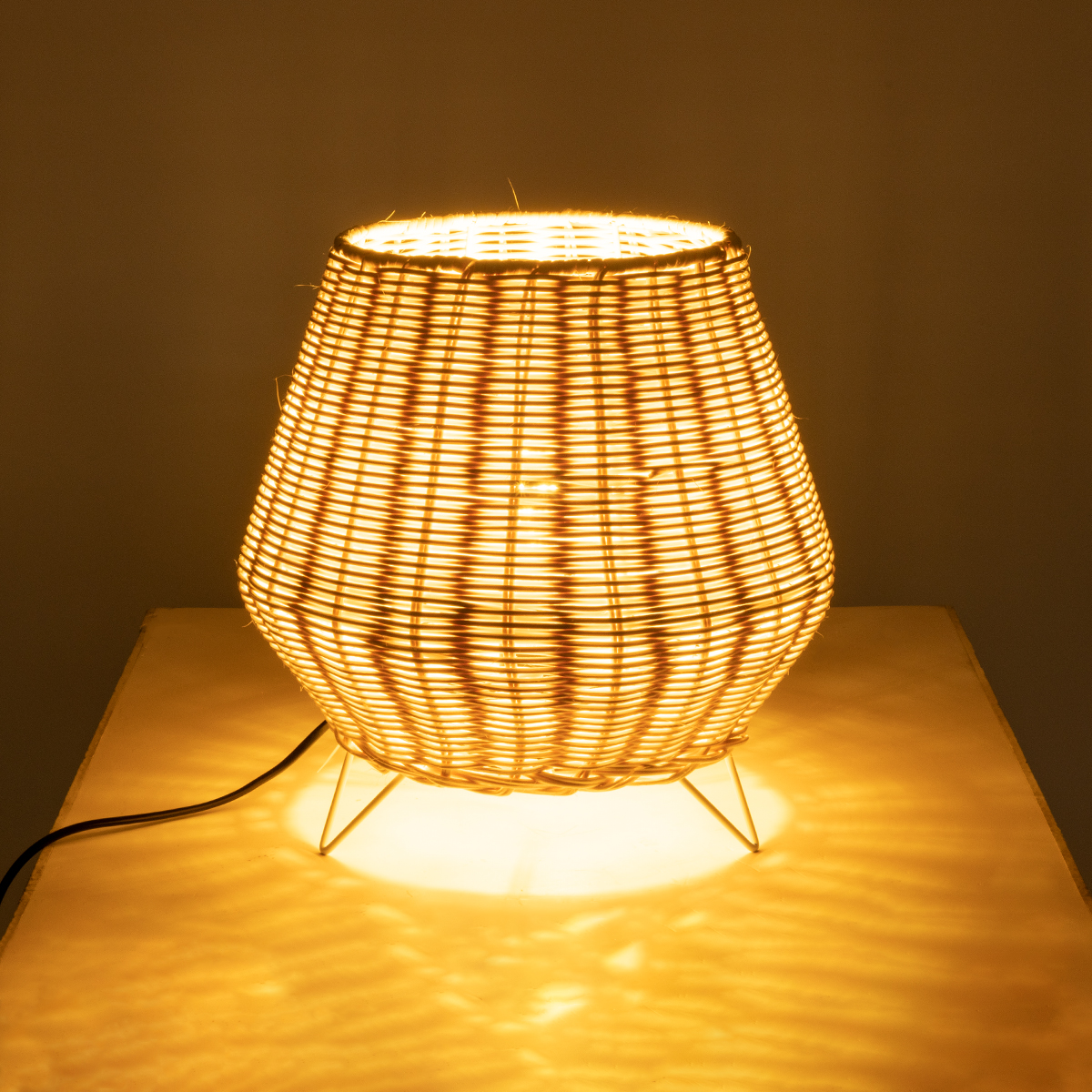 LEDTM® BOLSON 02010 Boho Επιδαπέδιο Φωτιστικό με Ντουί 1 x E27 AC 220-240V IP20 - Μπεζ & Λευκό - Μ30 x Π30 x Υ30cm - Image 3