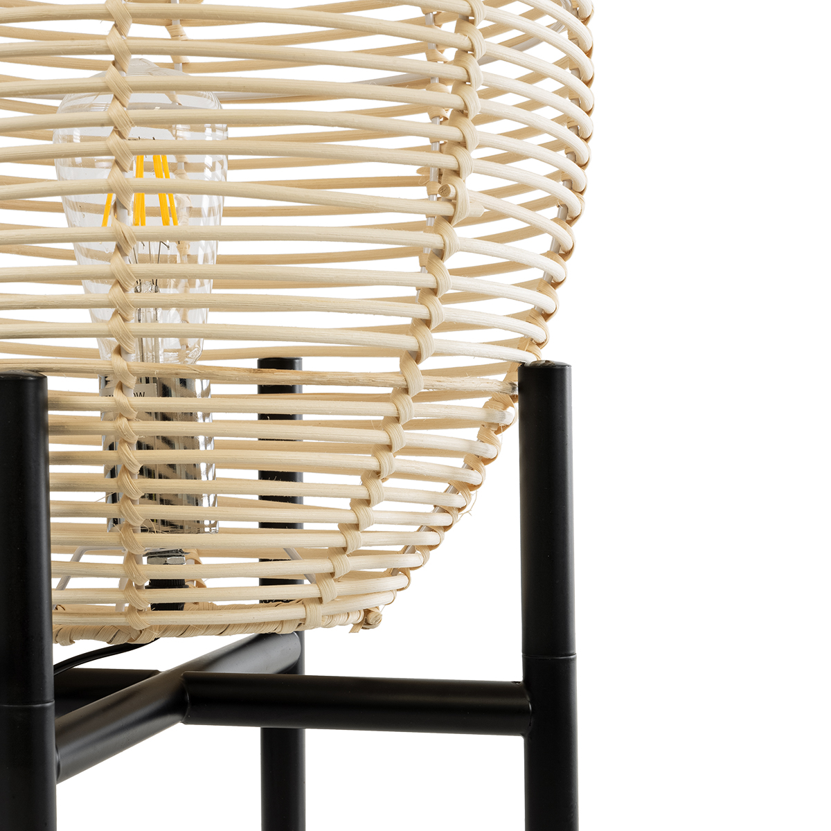 LEDTM® NERINA 02014 Boho Επιτραπέζιο Φωτιστικό Πορτατίφ με Ντουί 1 x E27 AC 220-240V IP20 - Μπεζ & Μαύρο - Μ30 x Π30 x Υ50cm - Image 5