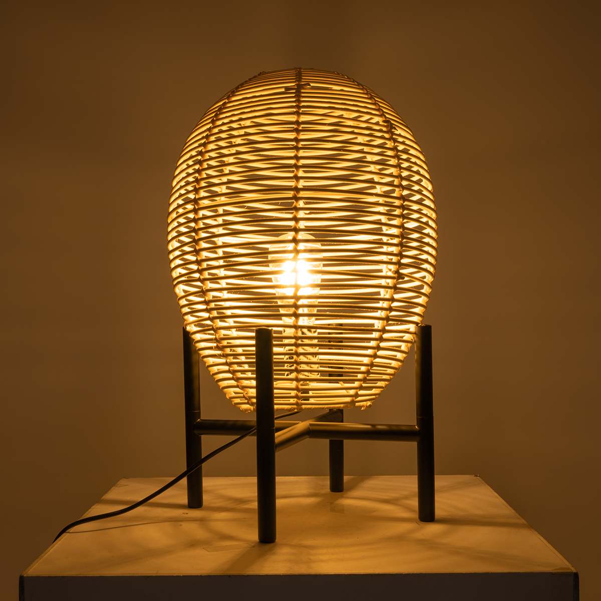 LEDTM® NERINA 02014 Boho Επιτραπέζιο Φωτιστικό Πορτατίφ με Ντουί 1 x E27 AC 220-240V IP20 - Μπεζ & Μαύρο - Μ30 x Π30 x Υ50cm - Image 8