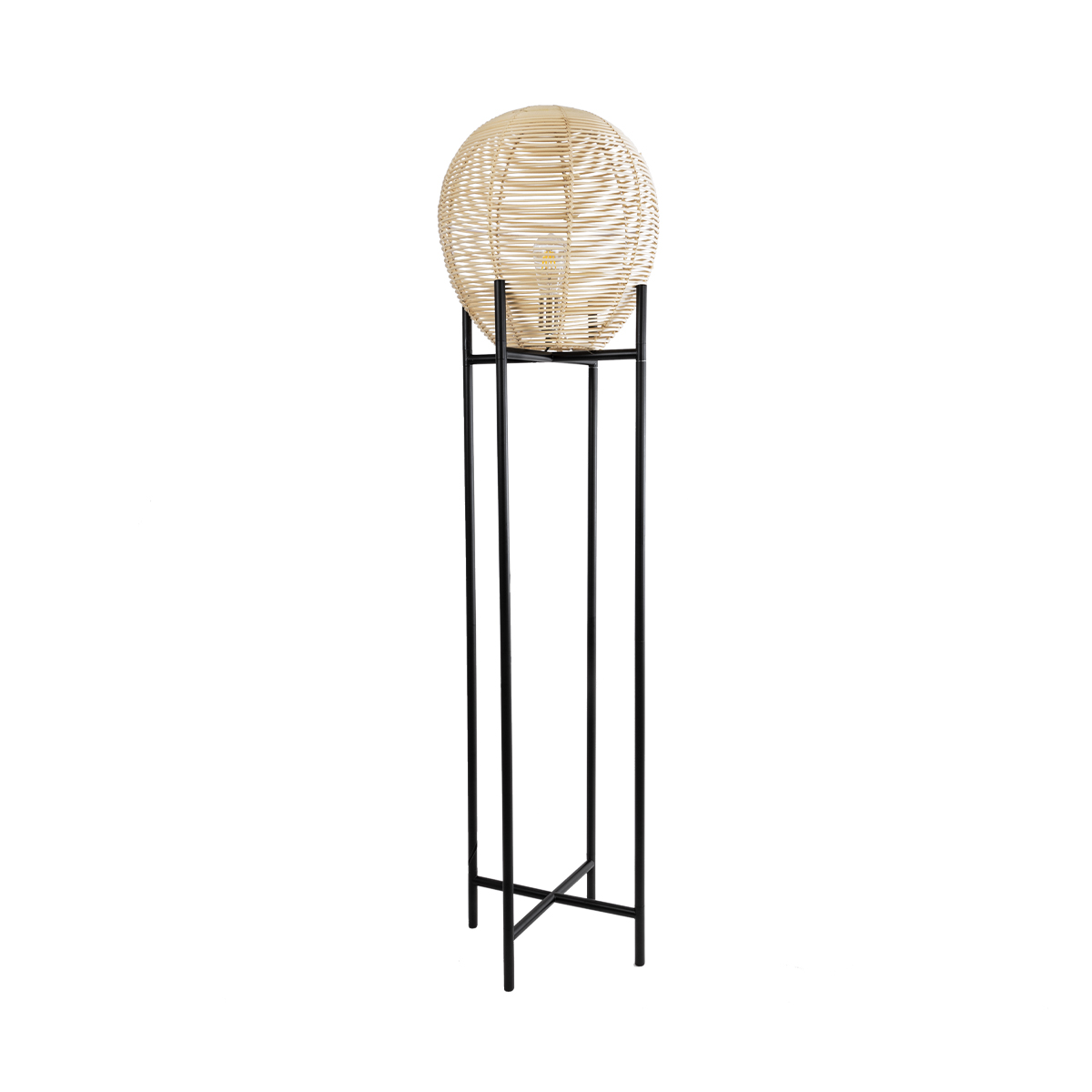 LEDTM® NERINA 02016 Boho Επιδαπέδιο Φωτιστικό με Ντουί 1 x E27 AC 220-240V IP20 - Μαύρο & Μπεζ - Μ40 x Π40 x Υ160cm - Image 2