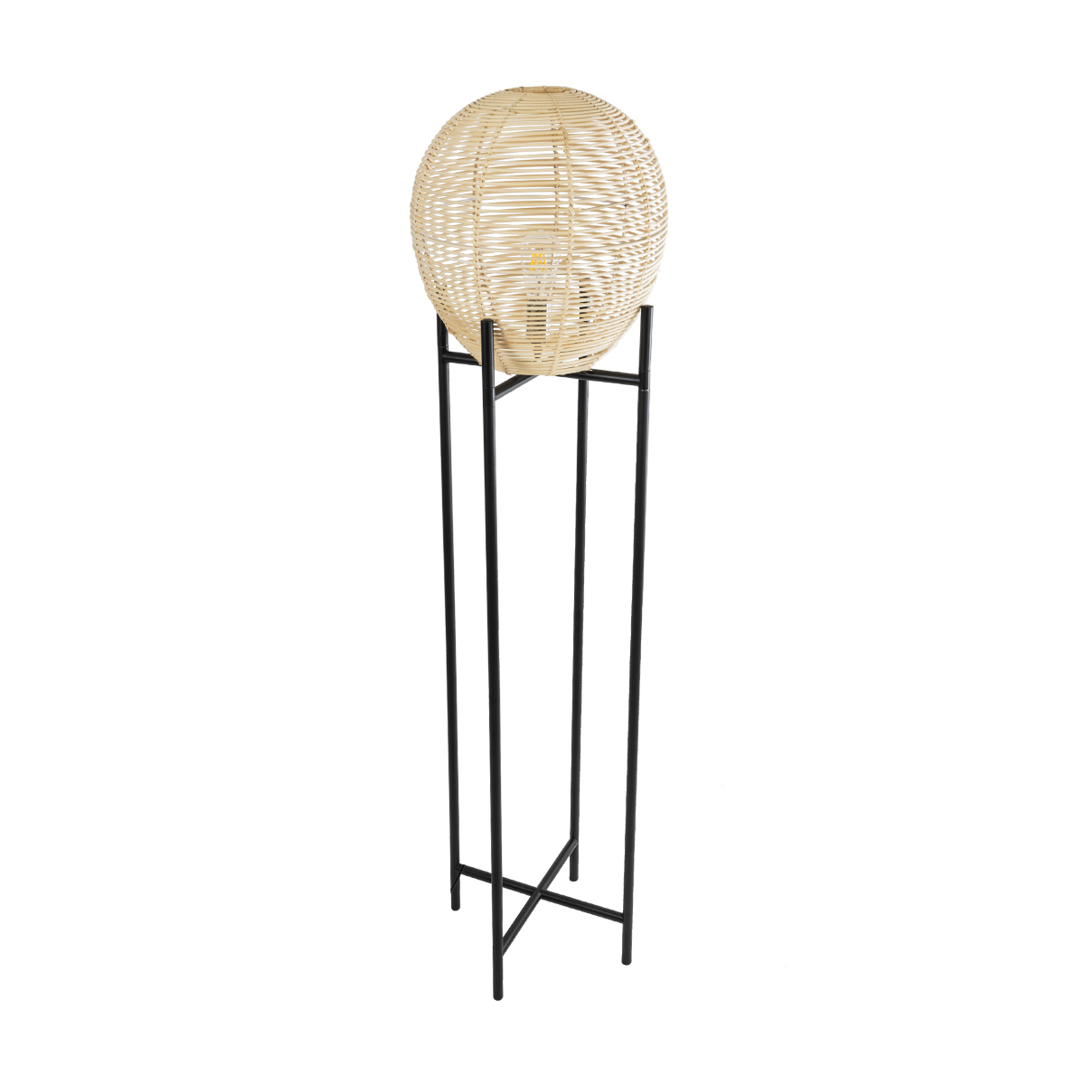 LEDTM® NERINA 02016 Boho Επιδαπέδιο Φωτιστικό με Ντουί 1 x E27 AC 220-240V IP20 - Μαύρο & Μπεζ - Μ40 x Π40 x Υ160cm - Image 4
