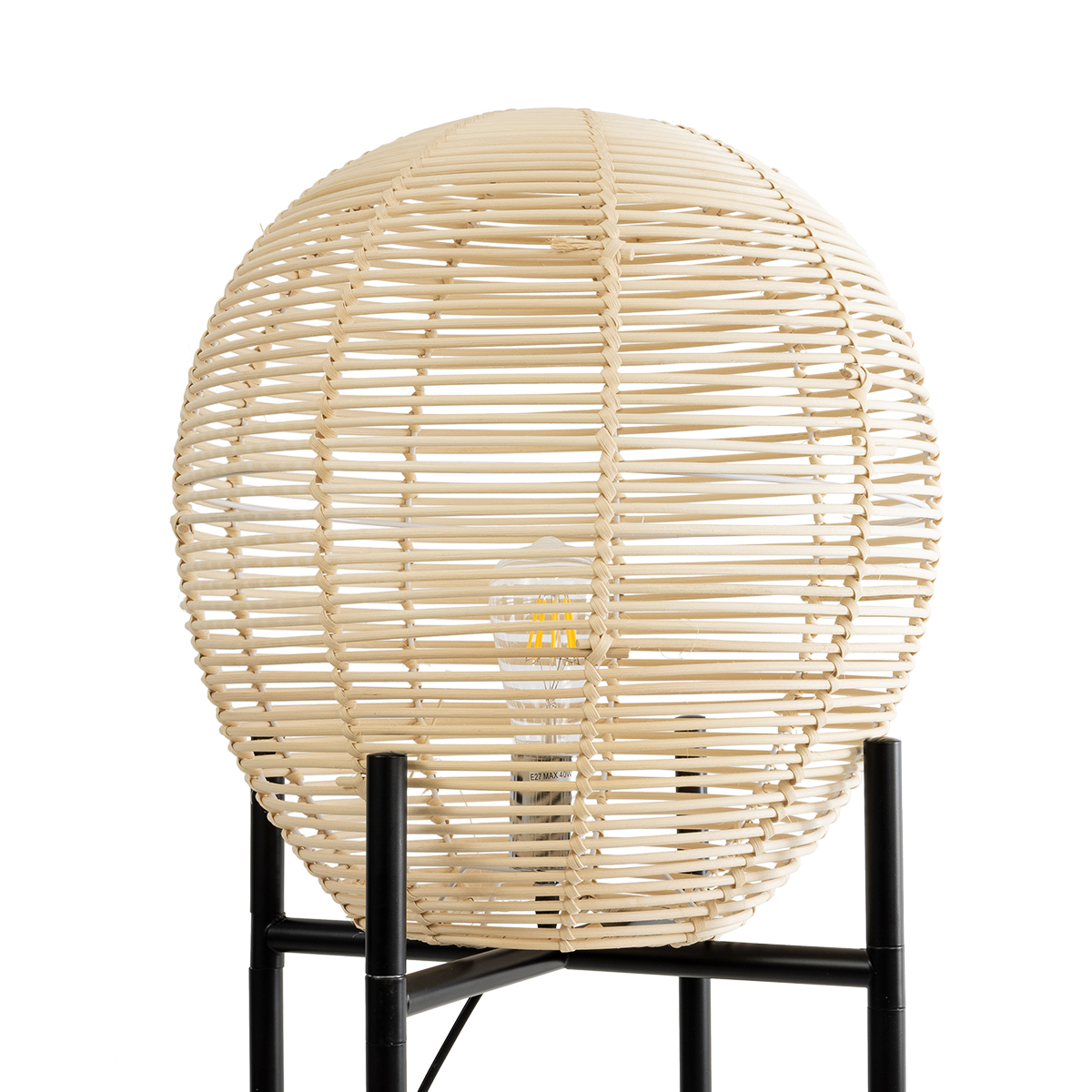 LEDTM® NERINA 02016 Boho Επιδαπέδιο Φωτιστικό με Ντουί 1 x E27 AC 220-240V IP20 - Μαύρο & Μπεζ - Μ40 x Π40 x Υ160cm - Image 6