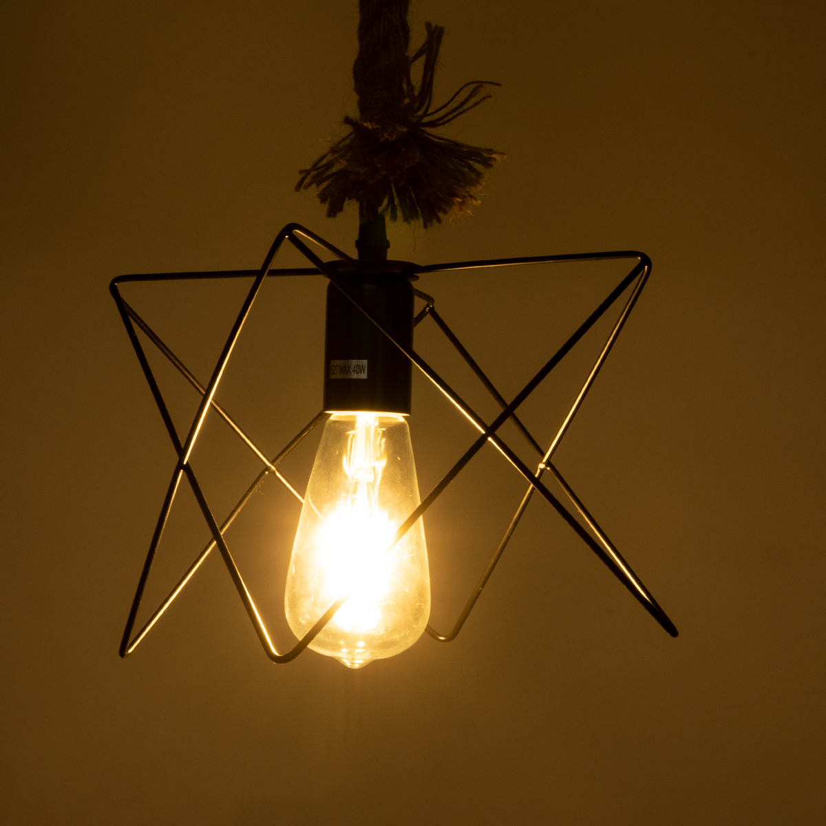 LEDTM® KAZEMI 02018 Μοντέρνο Κρεμαστό Φωτιστικό Οροφής με Ντουί 1 x E27 AC 220-240V IP20 - Μαύρο & Μπεζ - Μ18 x Π18 x Υ17cm - Image 3