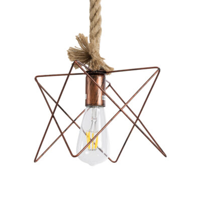Alternative view of LEDTM® KAZEMI 02019 Μοντέρνο Κρεμαστό Φωτιστικό Οροφής με Ντουί 1 x E27 AC 220-240V IP20 - Χάλκινο & Μπεζ - Μ18 x Π18 x Υ17cm