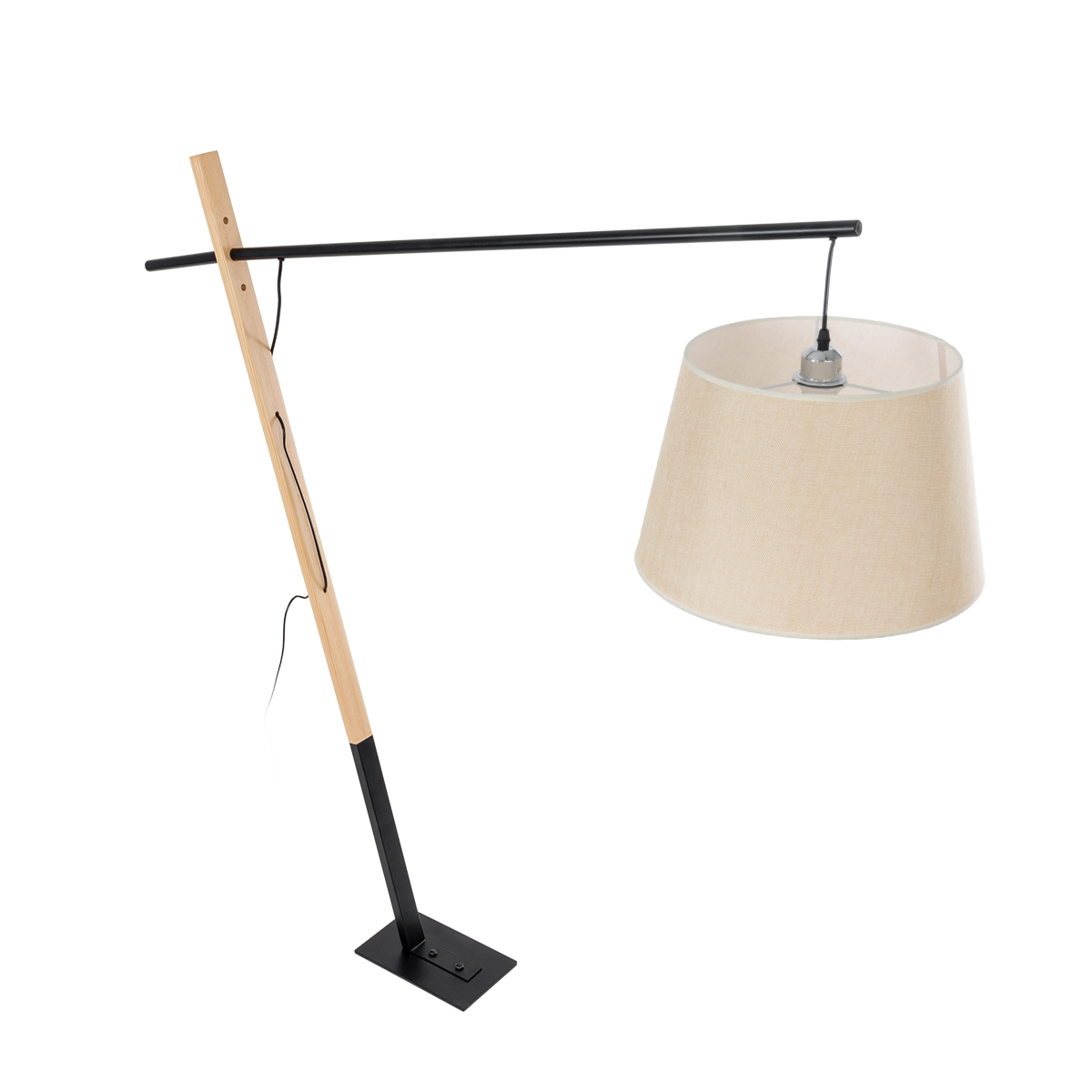 LEDTM® KELSIE 02030 Μοντέρνο Επιδαπέδιο Φωτιστικό με Ντουί 1 x E27 AC 220-240V IP20 - Μαύρο & Μπεζ - Μ40 x Π125 x Υ140cm - Image 5