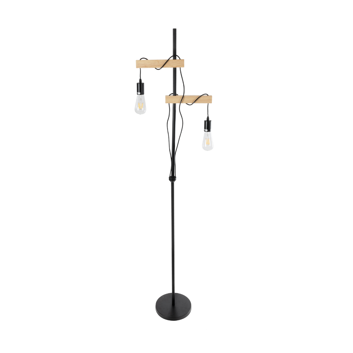 LEDTM® MINDELO 02034 Μοντέρνο Επιδαπέδιο Φωτιστικό με Ντουί 2 x E27 AC 220-240V IP20 - Μαύρο & Μπεζ - Μ40 x Π24 x Υ175cm - Image 5