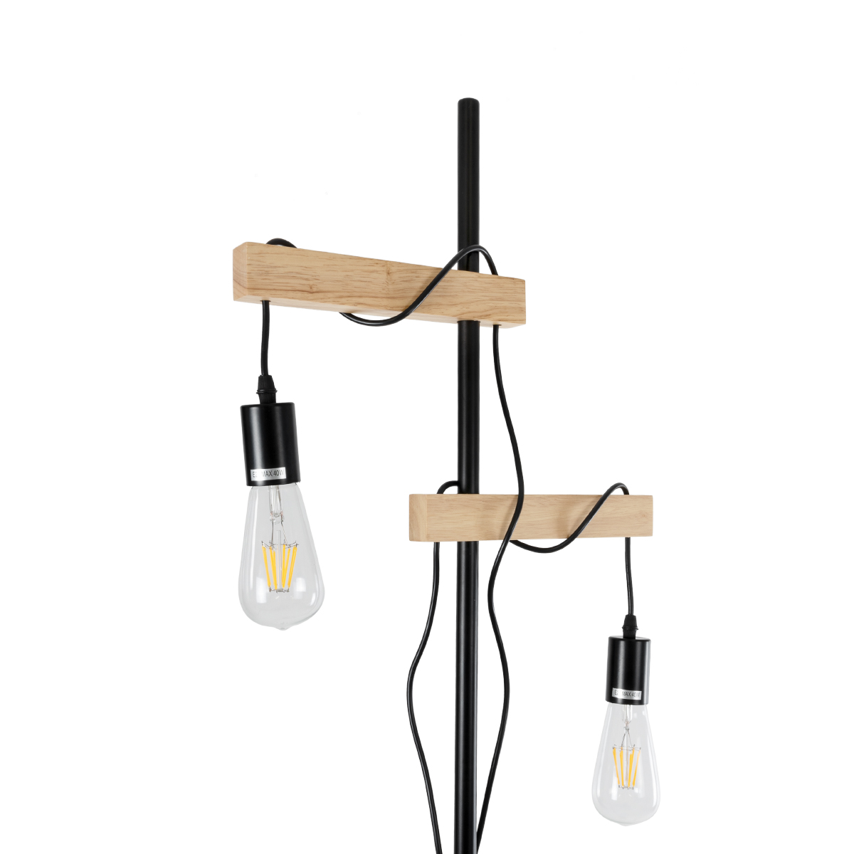 LEDTM® MINDELO 02034 Μοντέρνο Επιδαπέδιο Φωτιστικό με Ντουί 2 x E27 AC 220-240V IP20 - Μαύρο & Μπεζ - Μ40 x Π24 x Υ175cm - Image 7
